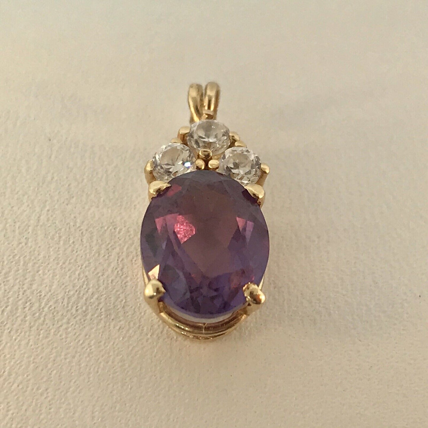 Stuller 14K Yellow Gold Purple Sapphire Cubic Zirconia Anniversary Pendant