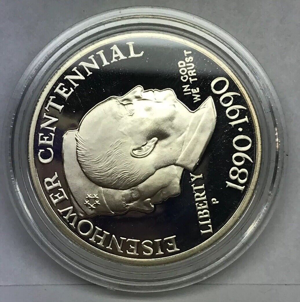 1990 P United States Eisenhower Centennial Commemorative Proof Silver $ OMP/COA
