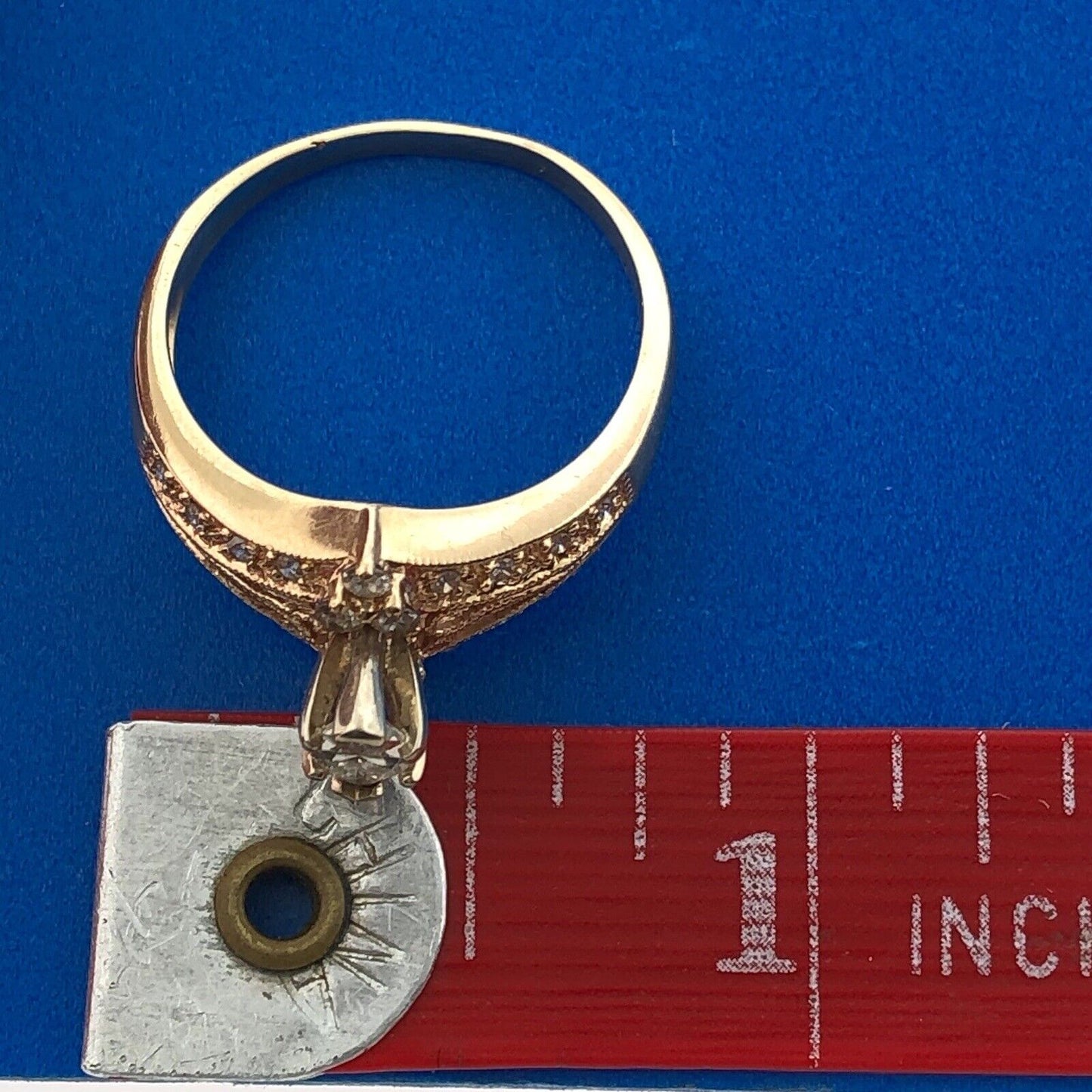 Stunning 14K Yellow Gold Marquise Diamond Solitaire W/Accents Engagement Ring