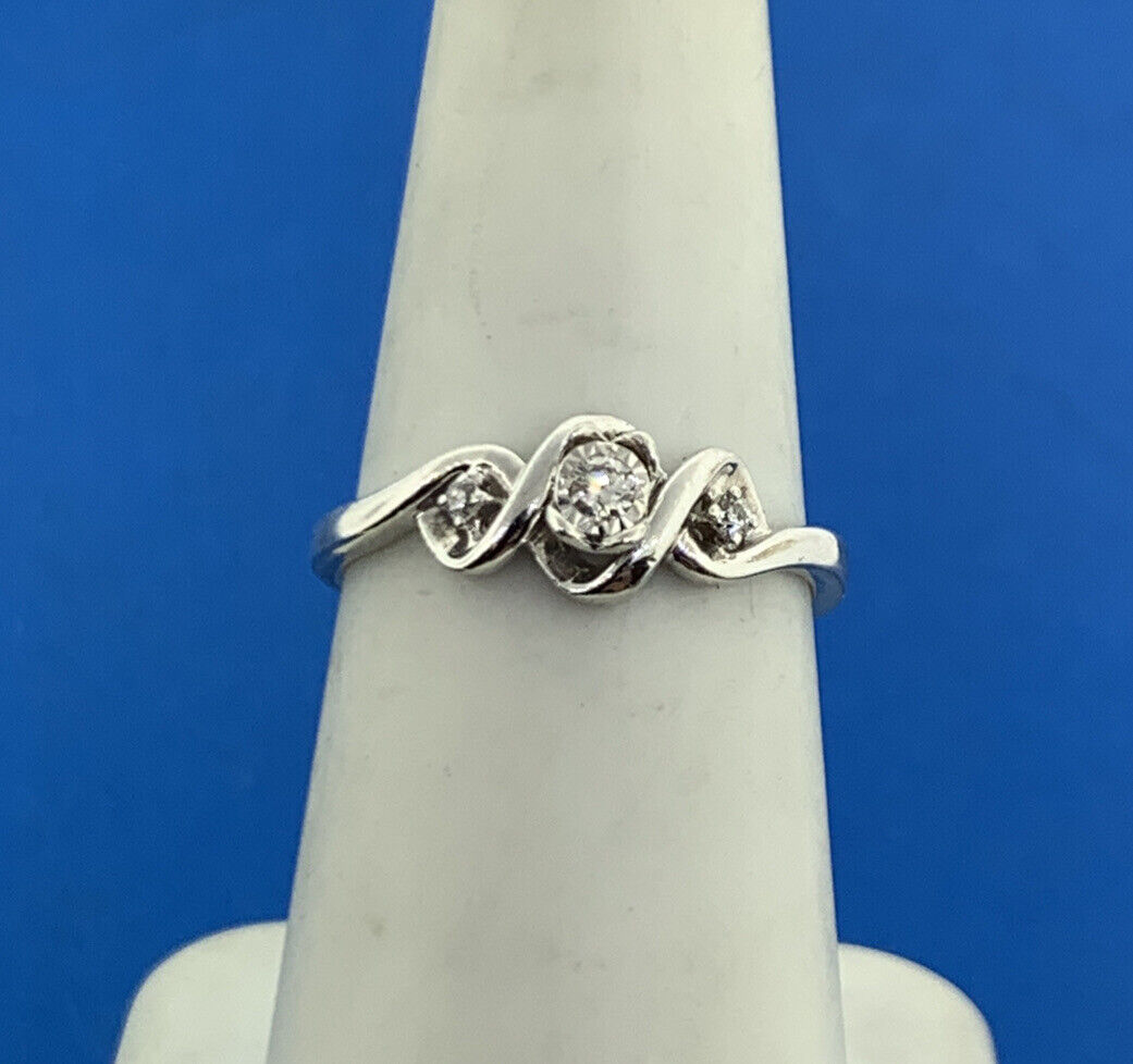 Designer 925 Sterling Silver Diamond Trio Promise Engagement Ring