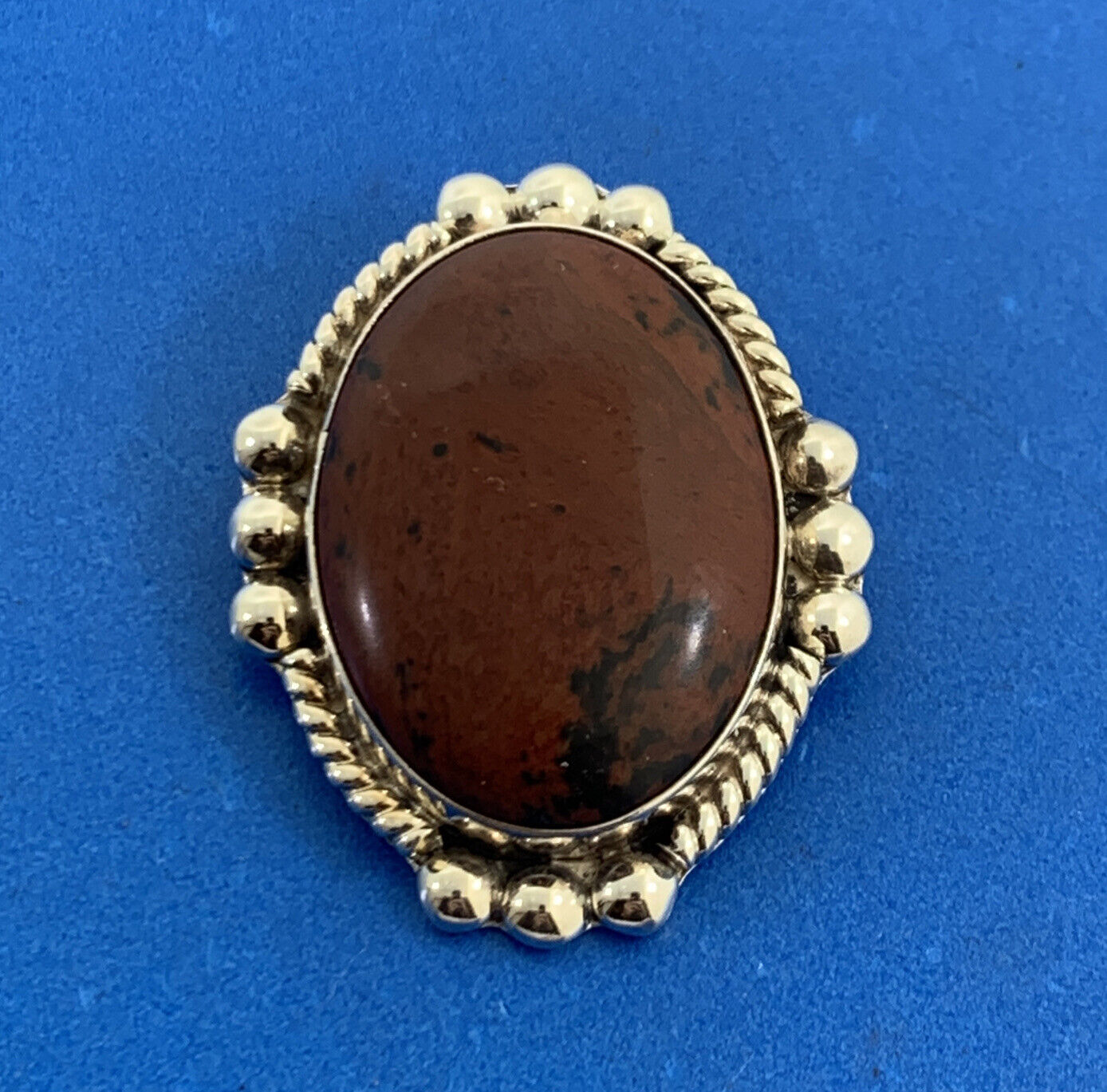 Designer CII Mexico 925 Sterling Silver Oval Jasper Statement Brooch Pendant