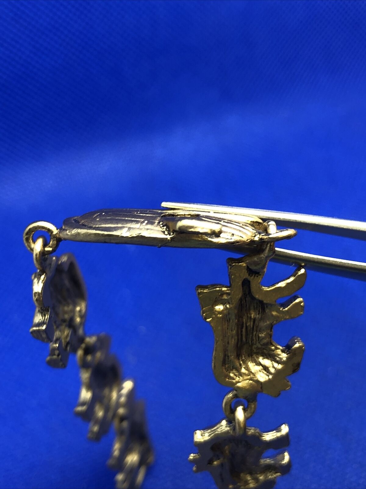 Designer Gold Tone Noah's Ark 2x2 Animals Religious Tennis Bracelet