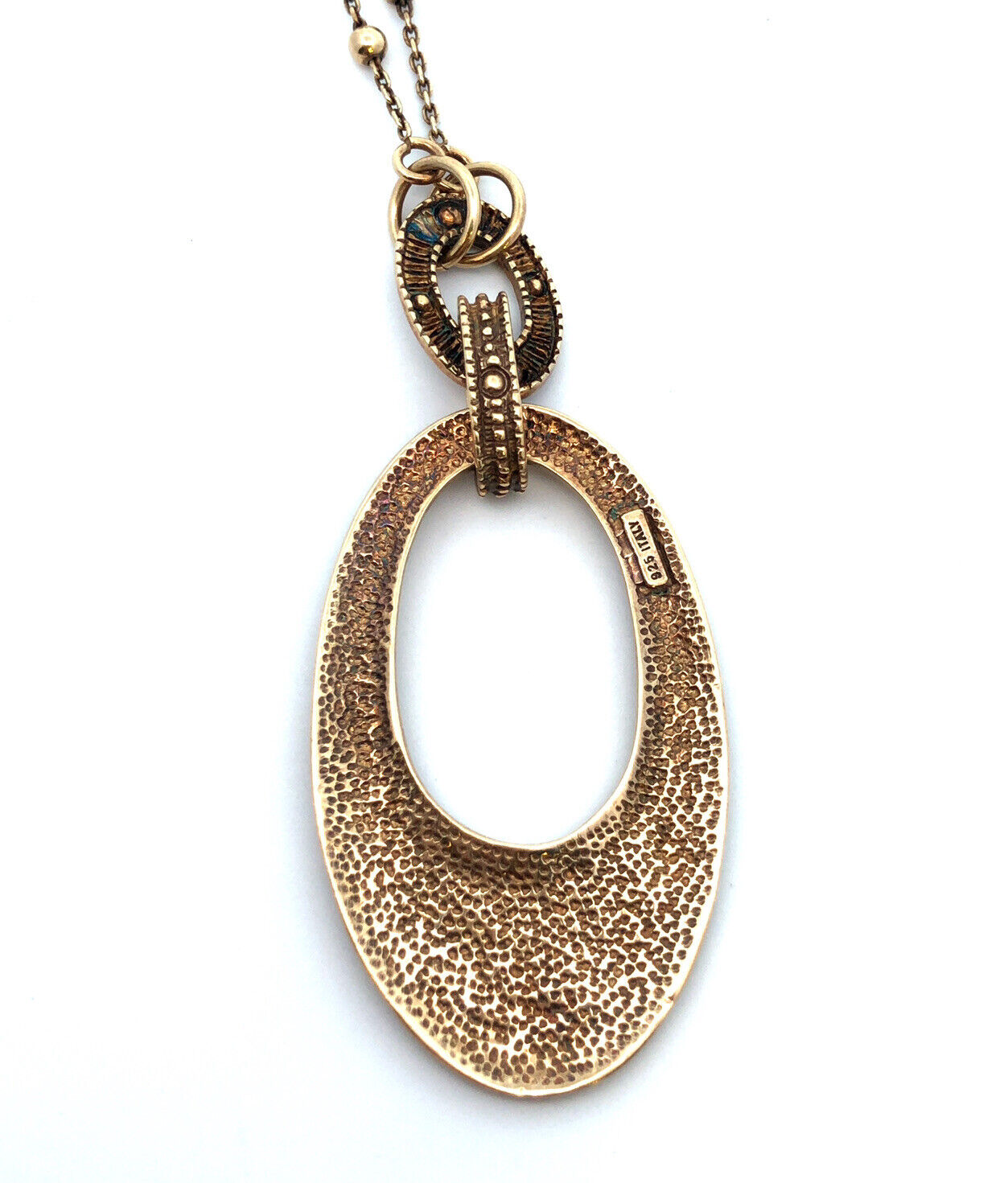 Designer Italy 925 Sterling Silver Vermeil Gold Tone Floral Pendant Necklace