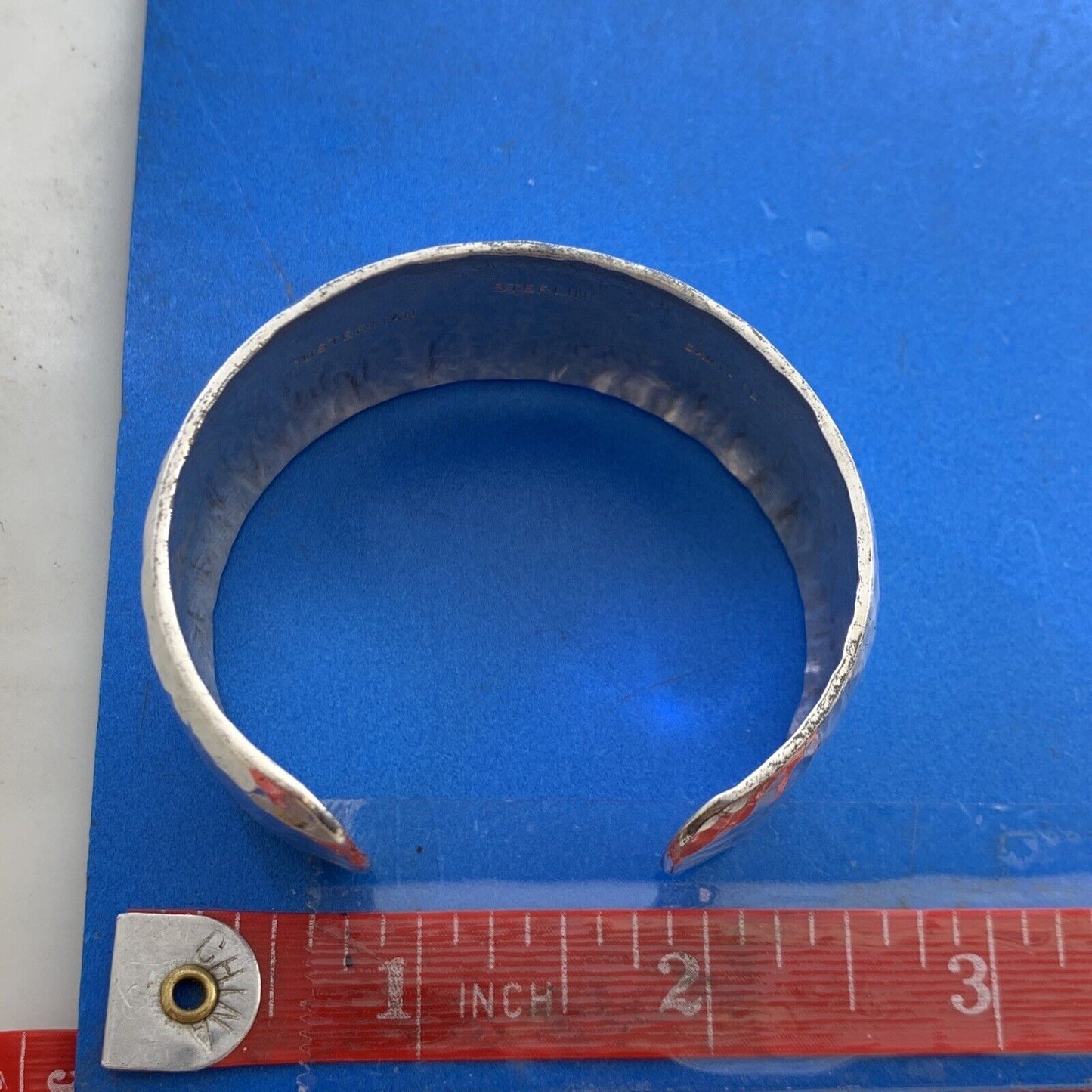 Gusterman Silversmiths Santa Fe 925 Sterling Silver Hammered Cuff Bracelet