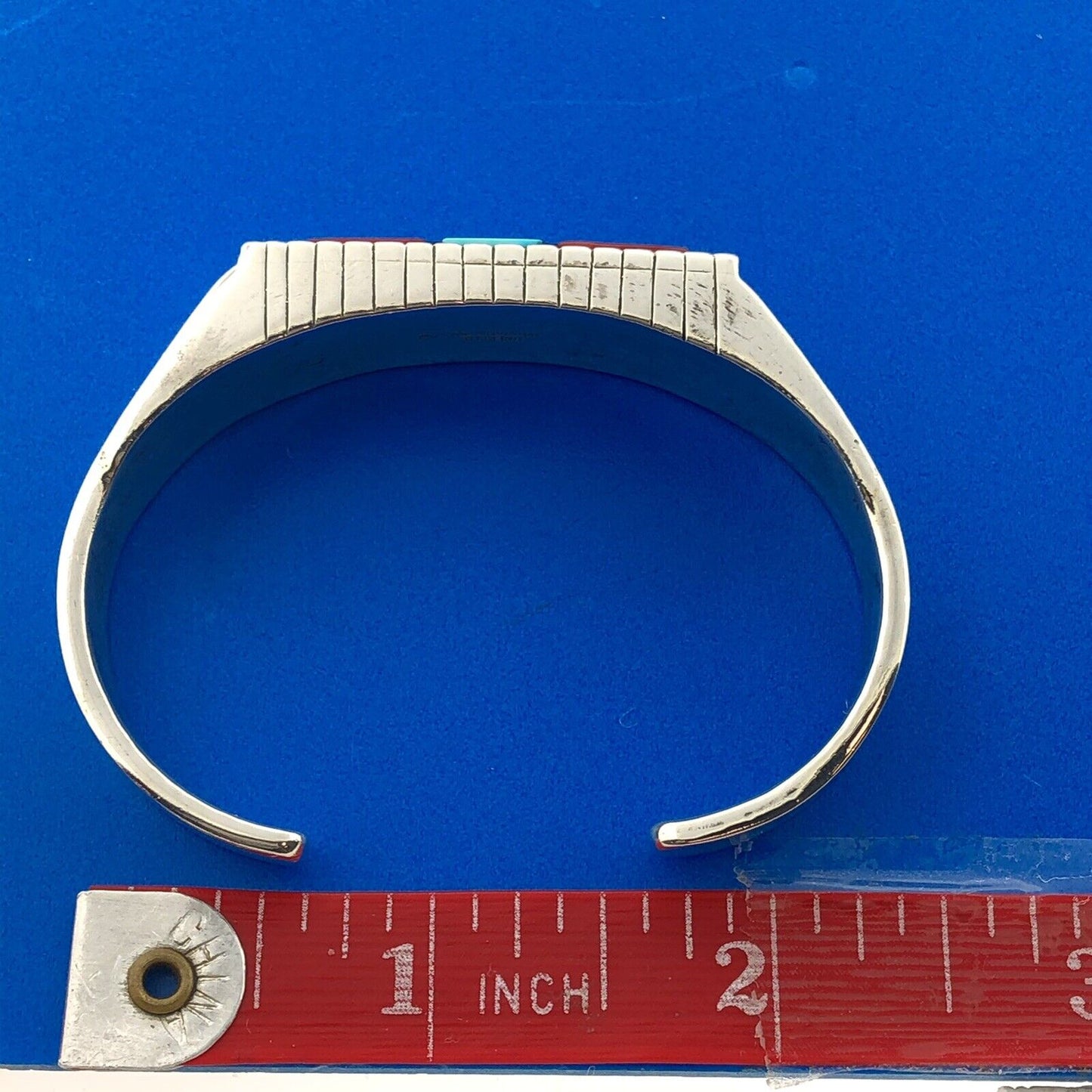 Rare Kee Montoya Navajo Sterling Silver Multi Gem Inlay Statement Cuff Bracelet