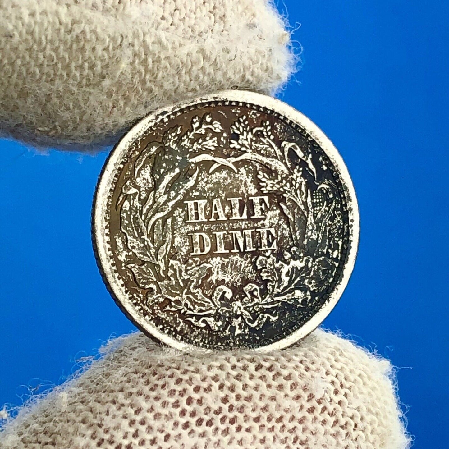 1872 P Silver Seated Half Dime 5c Better Key Nice Rainbow Toning Type Coin