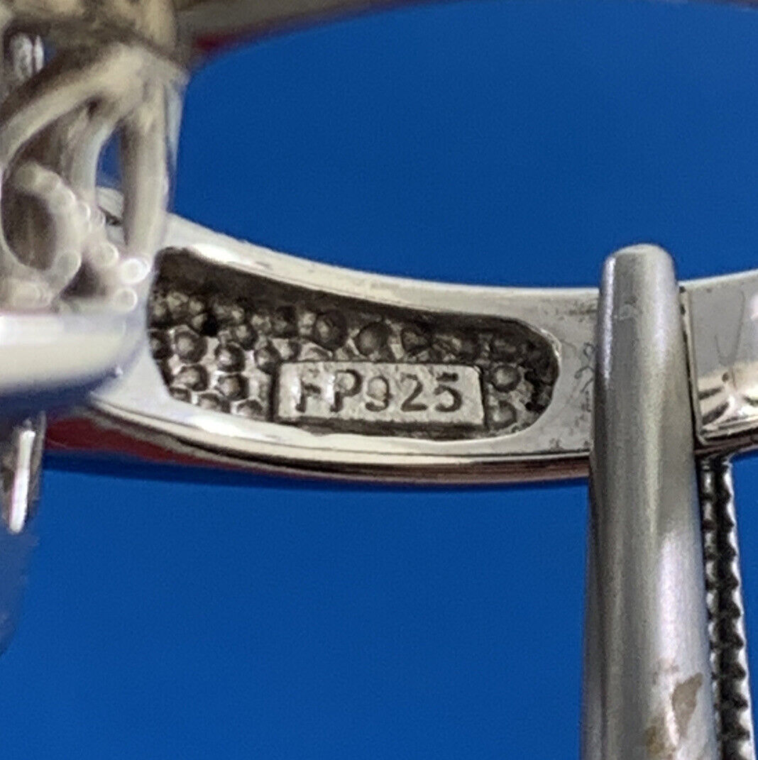 Estate Cushion Cut Rose Quartz Sterling Silver Diamond Accents Statement Ring