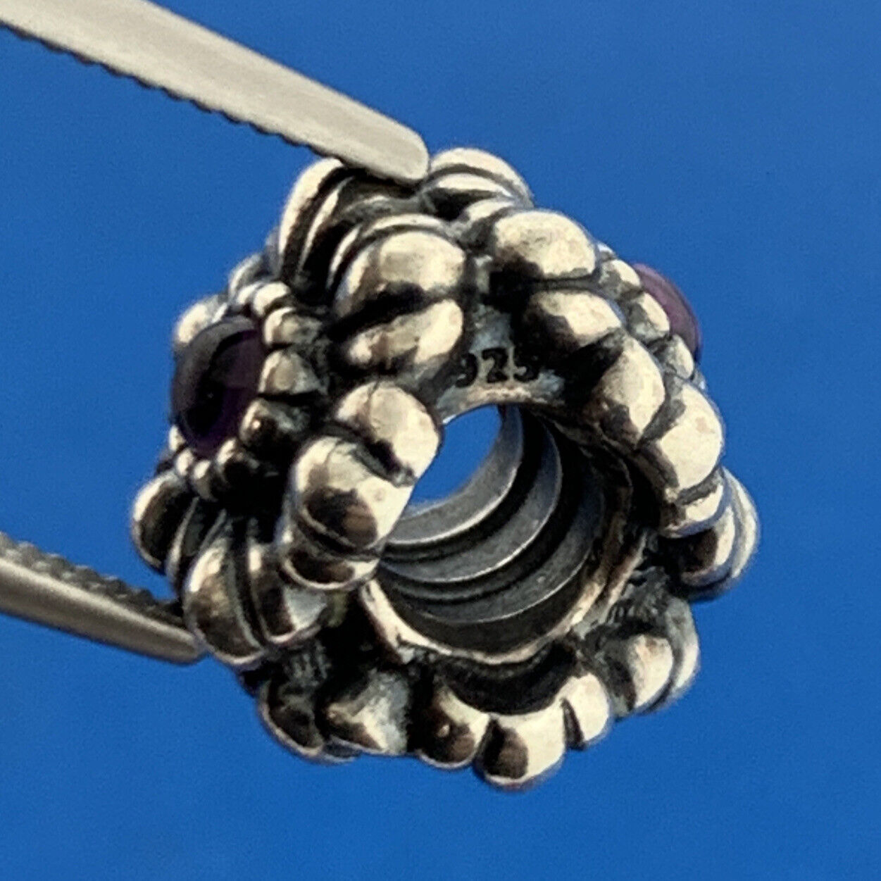 Authentic PANDORA 925 Sterling Silver Amethyst Birthday Blooms 790580AM Charm