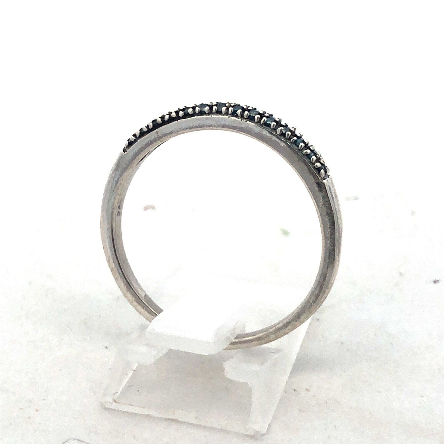 Designer DJoy 925 Sterling Silver Blue Sapphire Pave Anniversary Band Ring