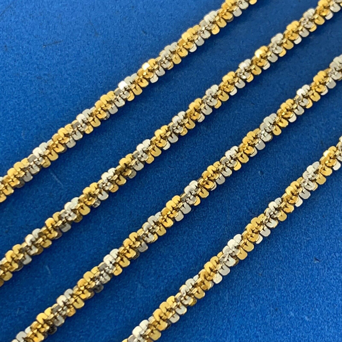 Designer Italy 14K White Yellow Gold Popcorn Fancy Link Chain Necklace