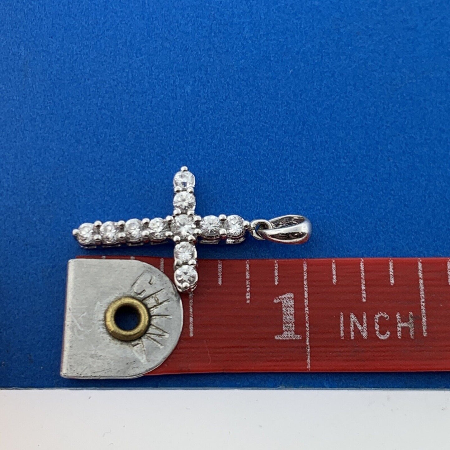 Designer 18K White Gold Cubic Zirconia CZ Cross Religious Communion Pendant