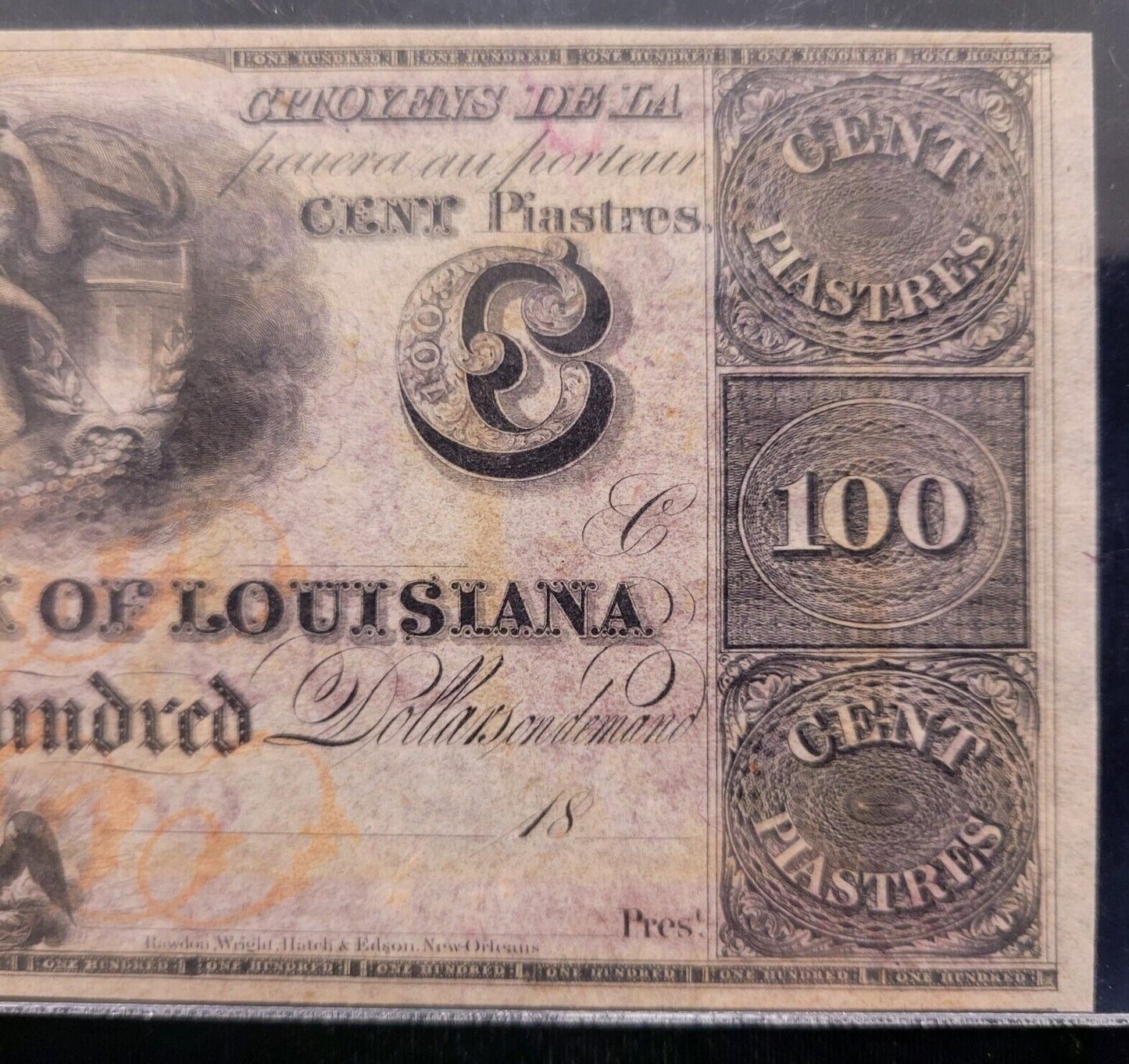 1800s $100 Citizens Bank of Louisiana PCGS Gem New 65PPQ Rare Obsolete Bank Note