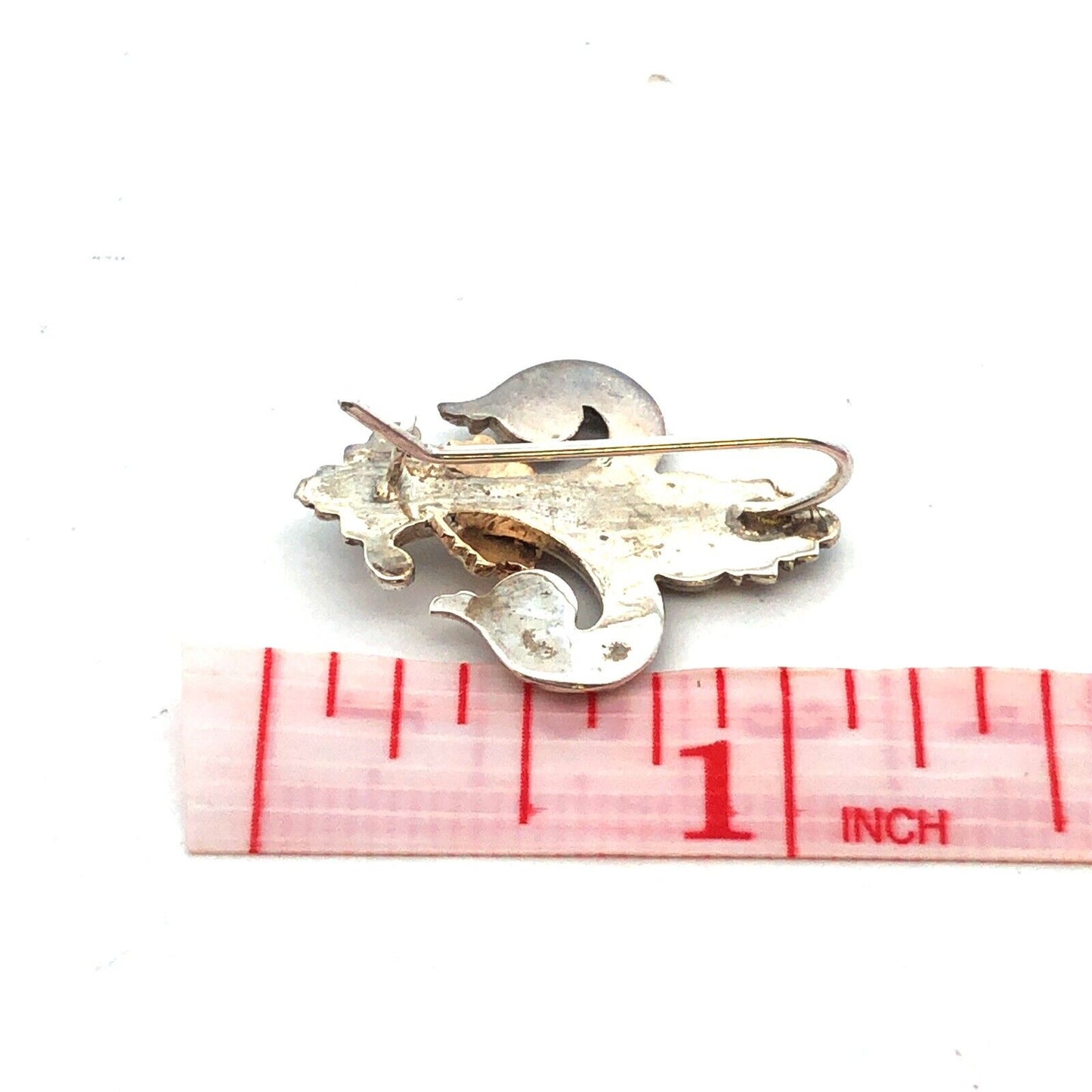 925 Sterling Silver 14K Yellow Gold Fleur De Lis Statement Stud Earrings