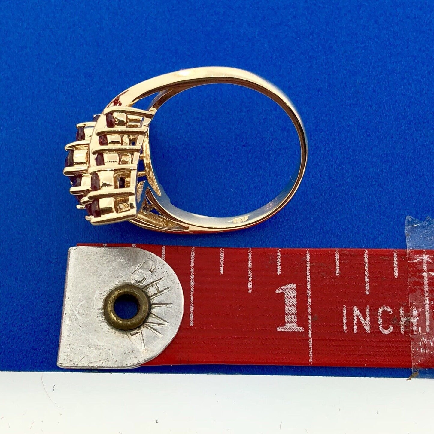 10K Yellow Gold Pink Tourmaline Bypass Cluster Cocktail Ring