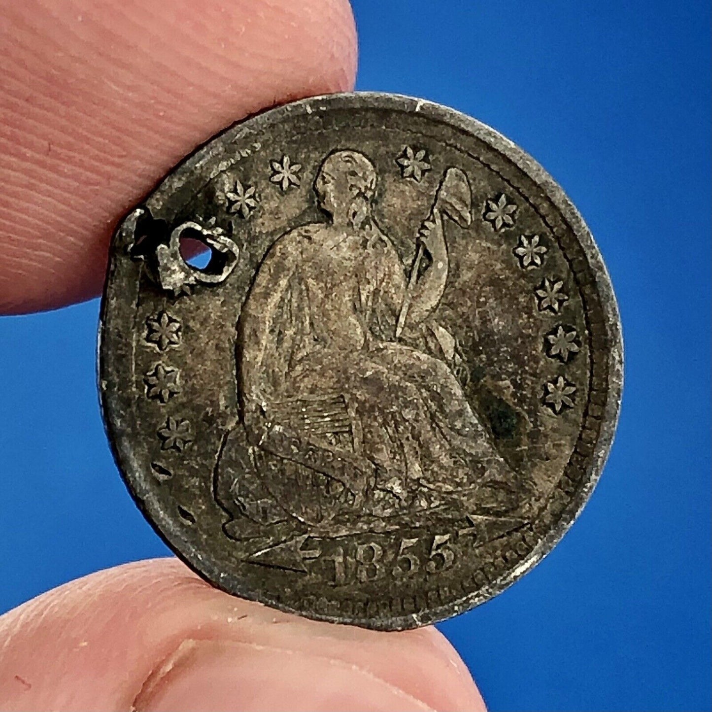 1855 P Seated Liberty Silver Half Dime Type 3 Better Key Rare Philadelphia Coin