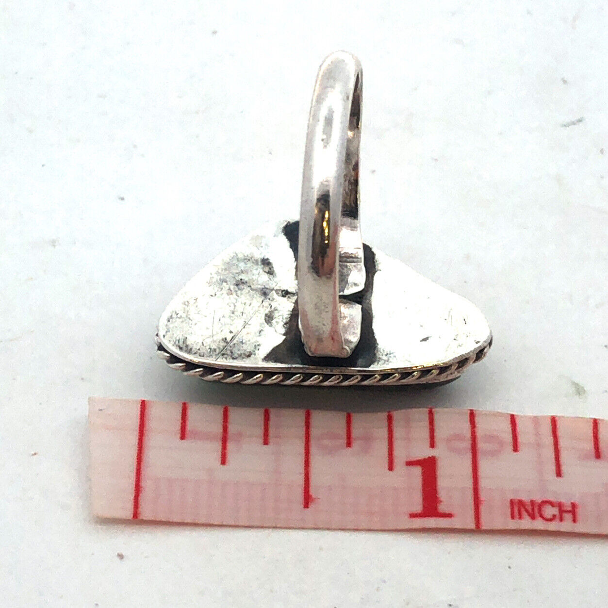 Native American Unsigned Old Pawn 925 Sterling Silver Turquoise Cabochon Ring