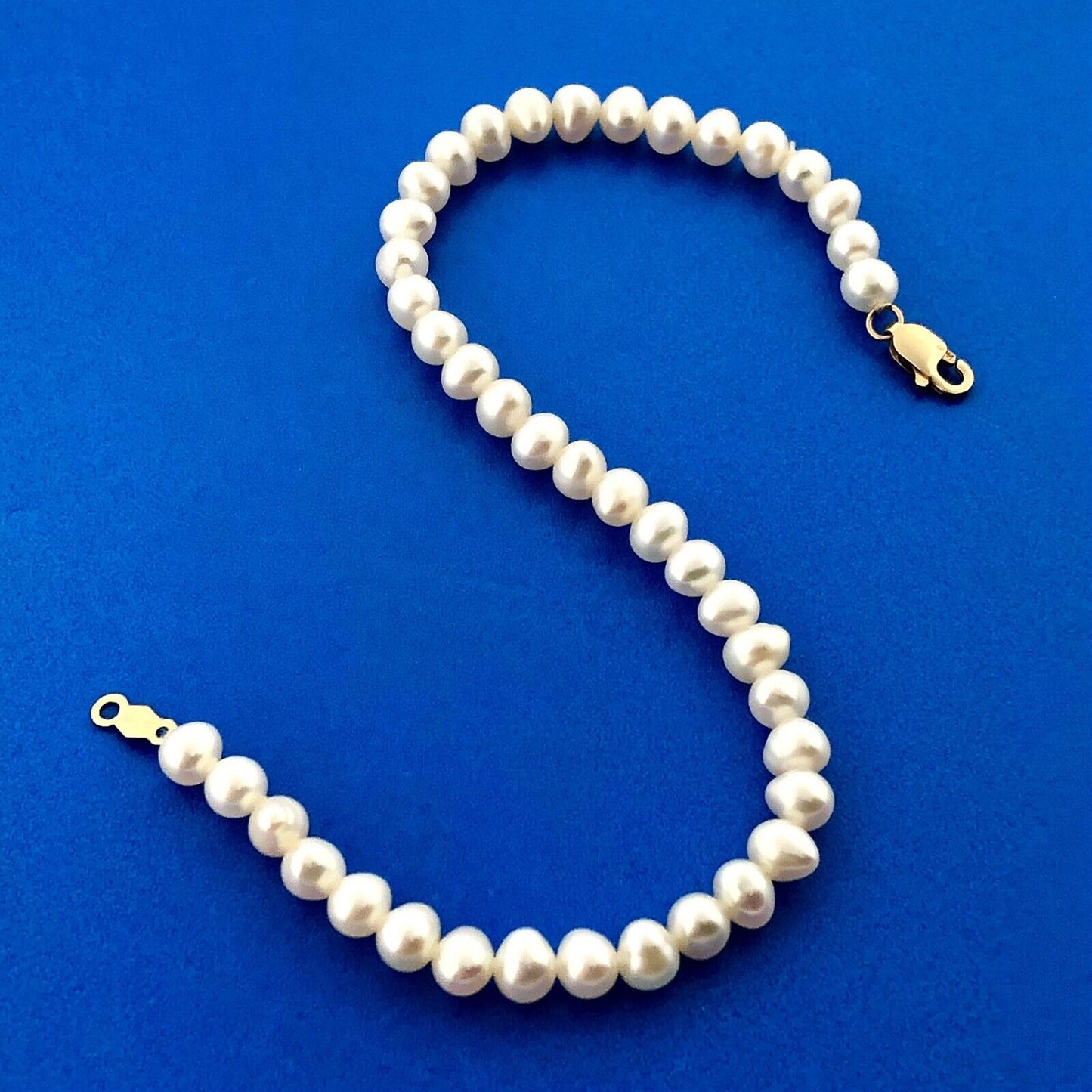 Estate 14K Yellow Gold Pearl Wedding Bridal June Anniversary Sweet 16 Bracelet