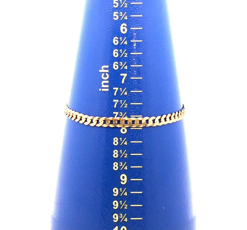 Italy 925 Sterling Silver Rose Gold Tone Curb Cuban Link Chain Bracelet