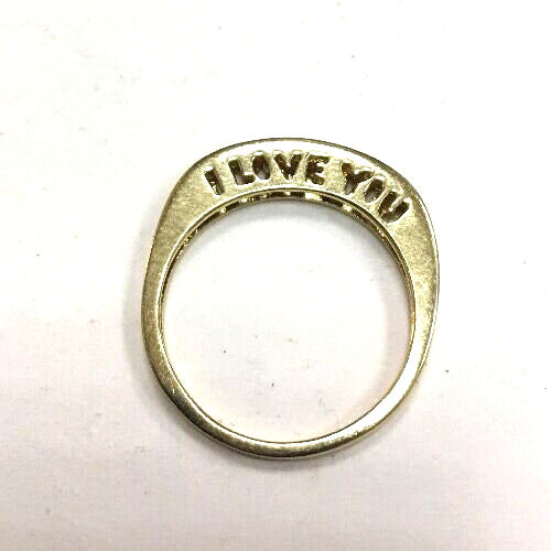 14K Yellow Gold Diamond Channel Set "I LOVE YOU" Engagement Wedding Ring