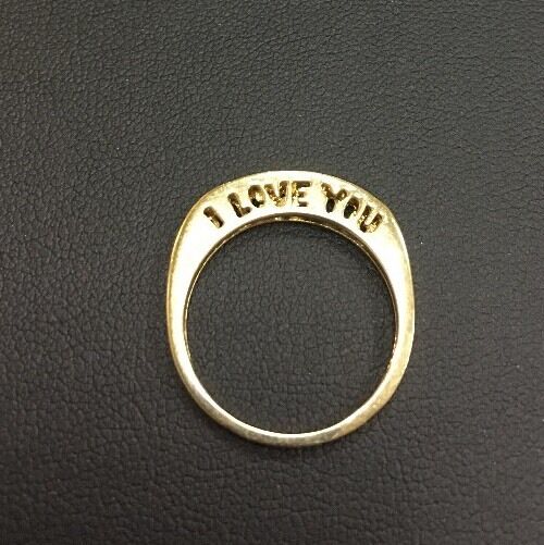 14K Yellow Gold Diamond Channel Set "I LOVE YOU" Engagement Wedding Ring