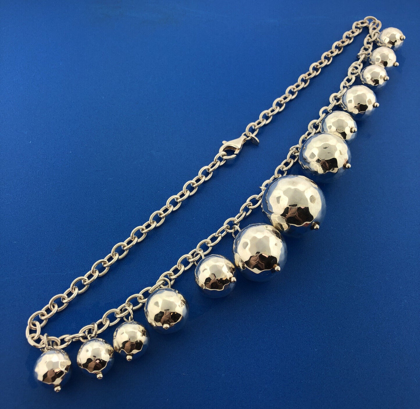 Stunning Italian Sterling Silver 925 Oval Link Multi Ball Sphere 18" Necklace
