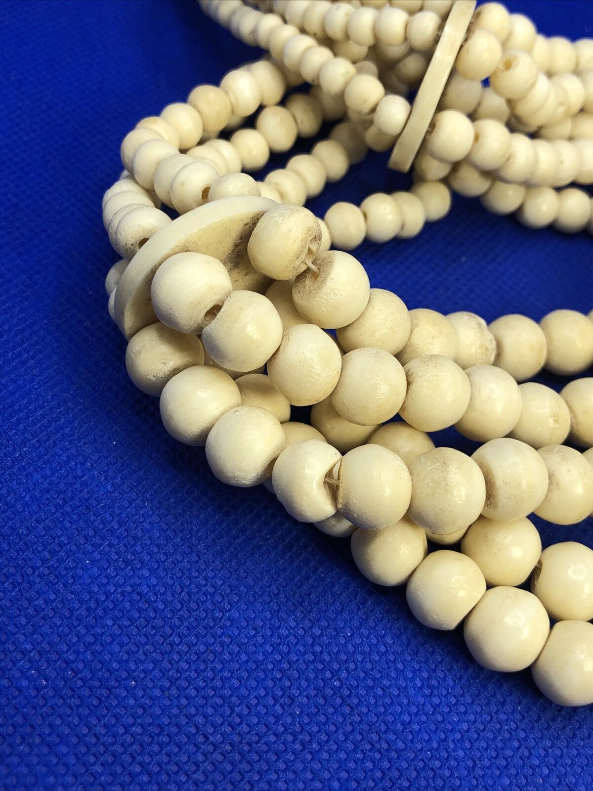 Artisan Bohemian Native American Bone Beaded 5 Strand Statement Necklace
