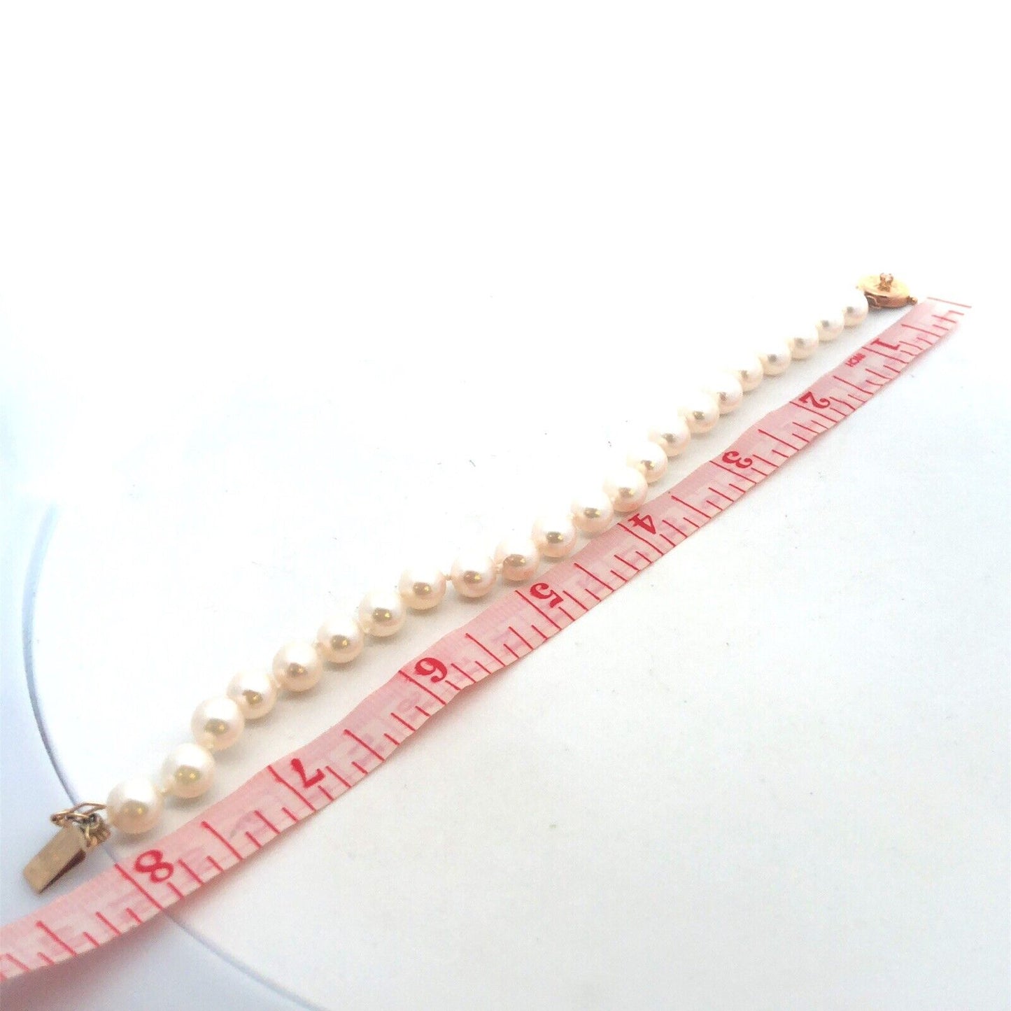 Designer 14K Yellow Gold Round White Pearl Beaded Diamond Bracelet