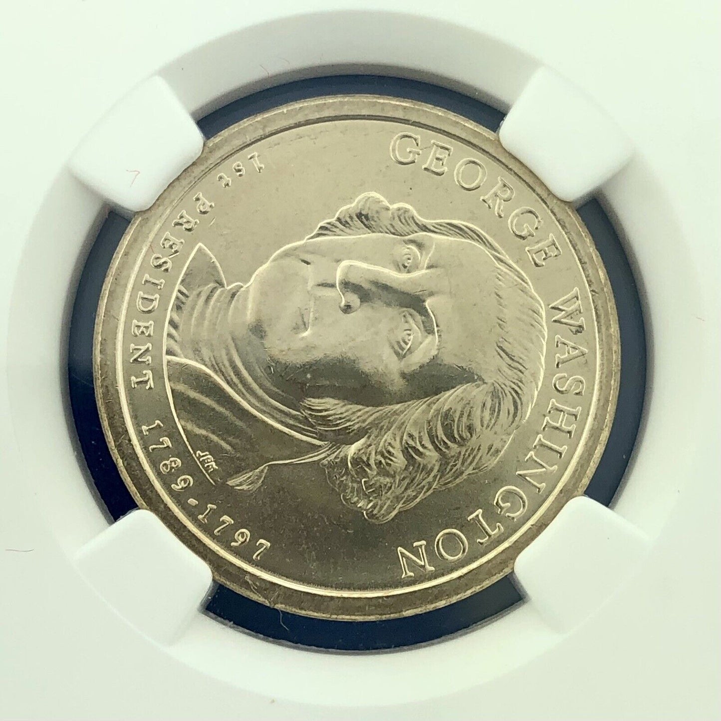 2007 NGC MS65 George Washington Presidential Dollar Missing Edge Lettering Error