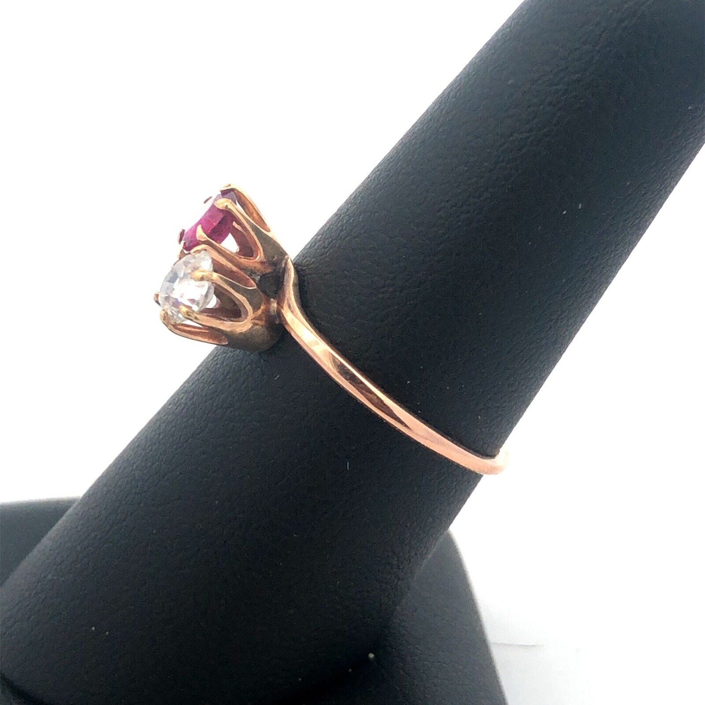 Stunning 14K Yellow Gold Diamond Ruby Duo Engagement Anniversary Cocktail Ring