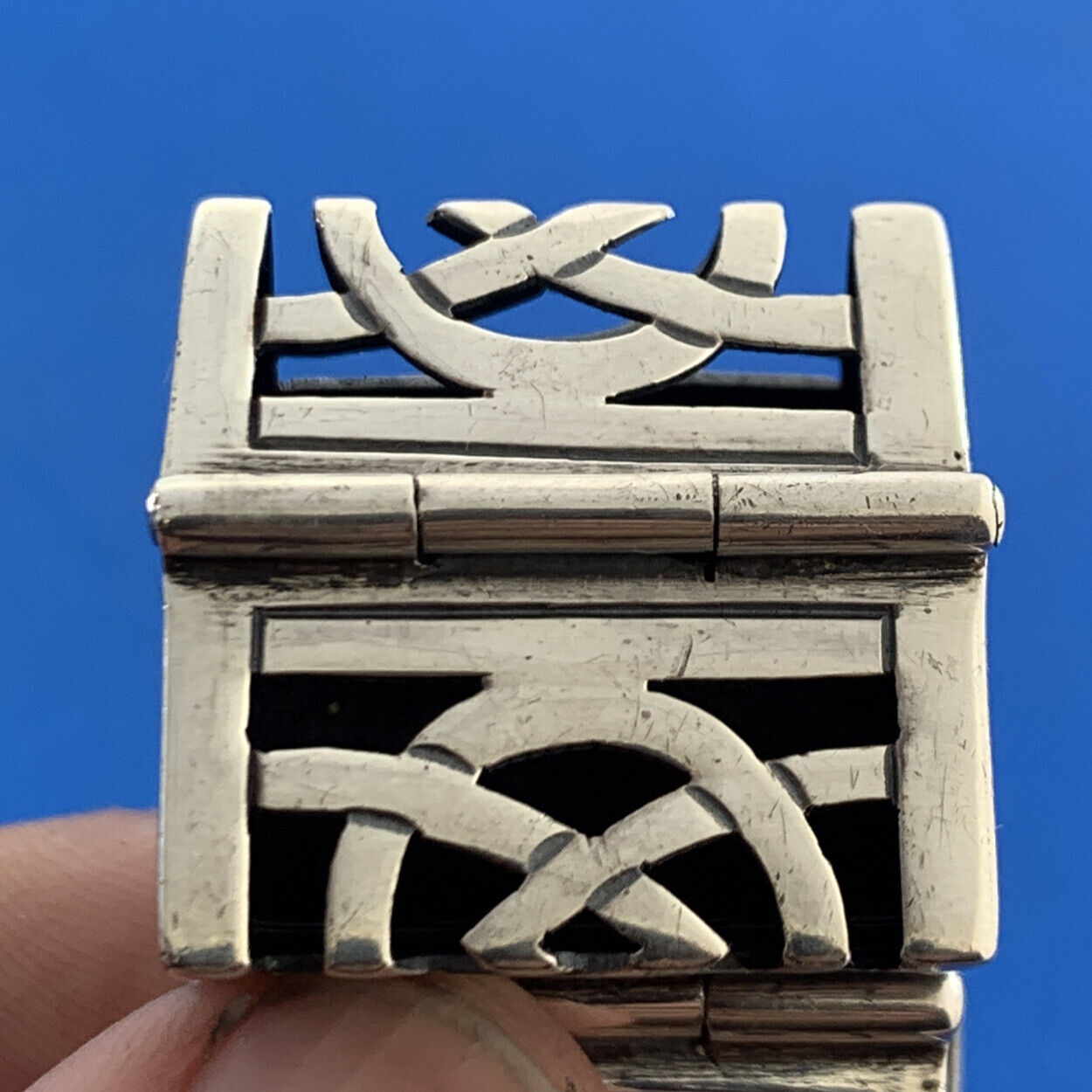 Mid-Century Taxco 925 Sterling Silver Modernist Accordion Style Cuff Bracelet