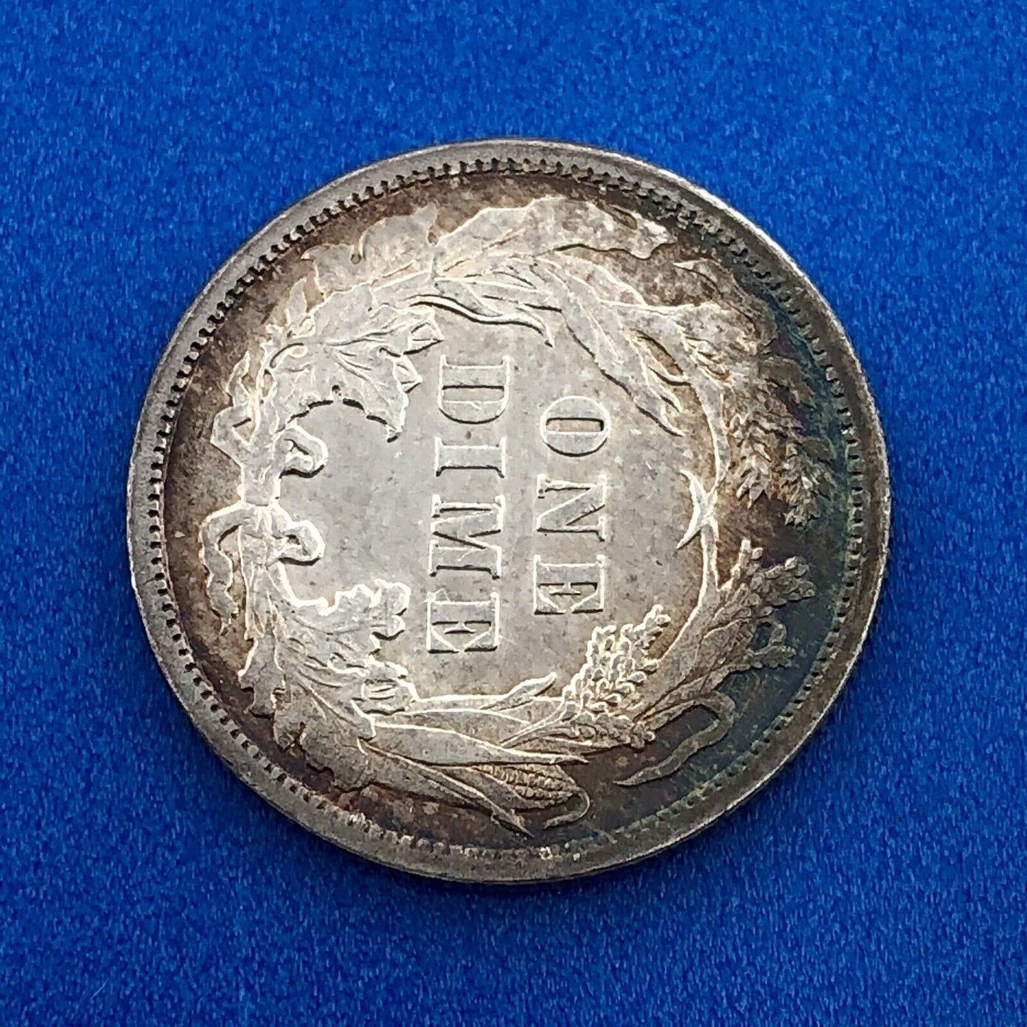 1890 P Silver Seated Liberty Dime Better Key New Orleans Coin Sunset Tone AU DET