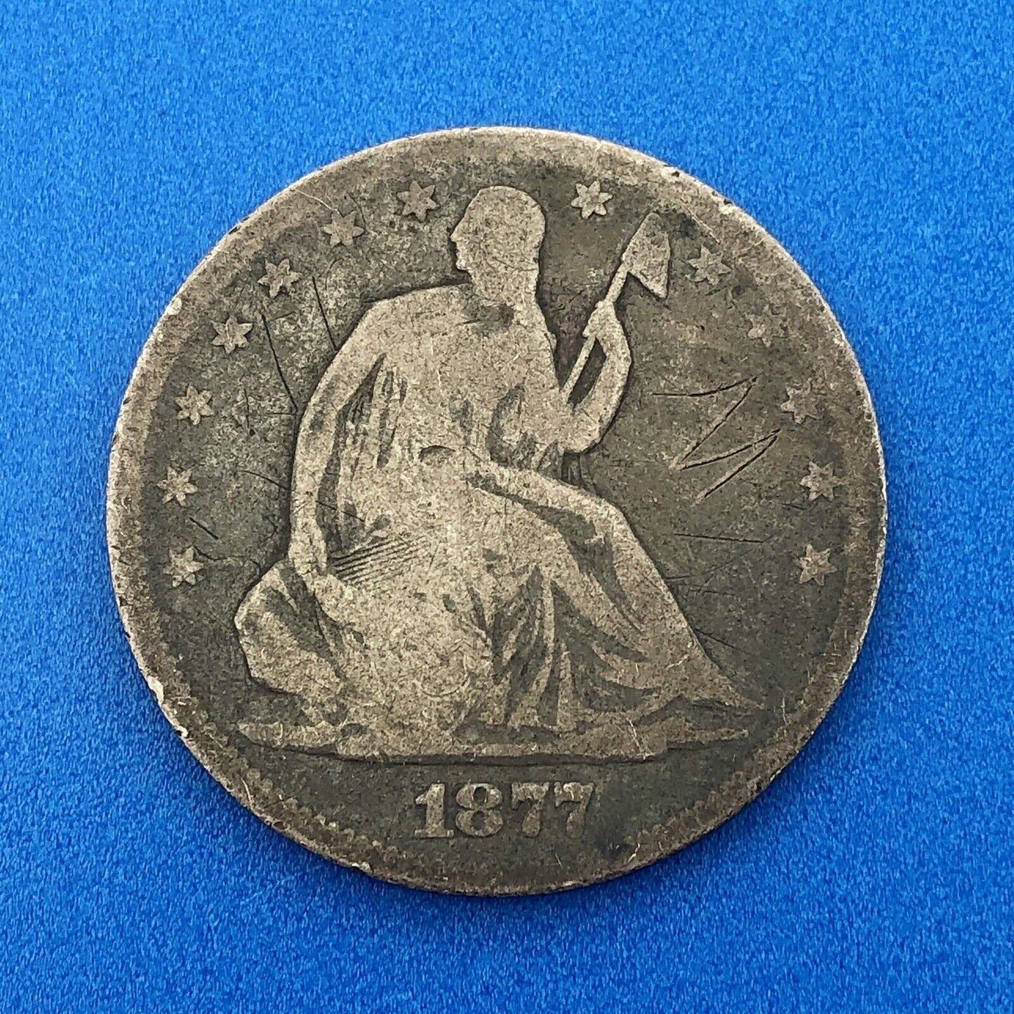 1877 P Seated Silver Half Dollar $.50 Better Key Philadelphia Mint 50c Coin