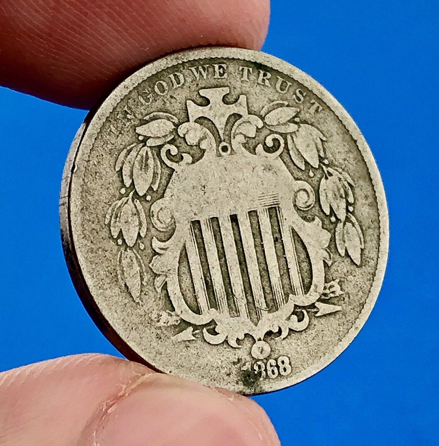 1868 P Shield Nickel Variety 2 Scarce Rare Better Key Philadelphia Mint Coin