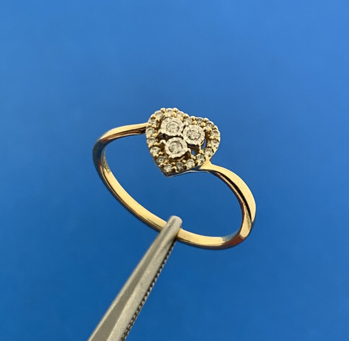 Designer FineRock 10K Yellow Gold Diamond Sweetheart Love Heart Bypass Ring