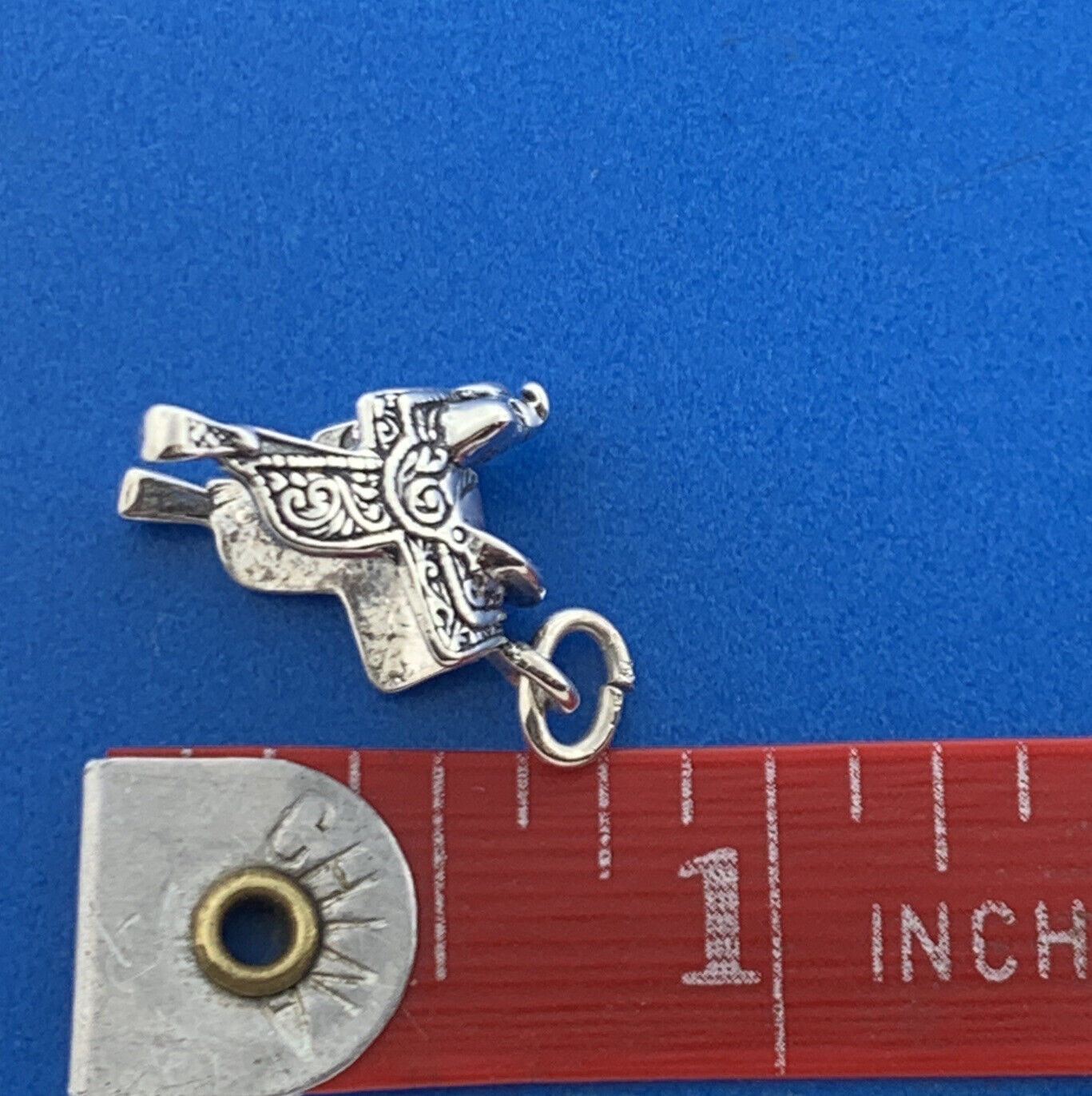Vintage 925 Sterling Silver Saddle Dressage Horse Cowgirl Bracelet Pendant Charm