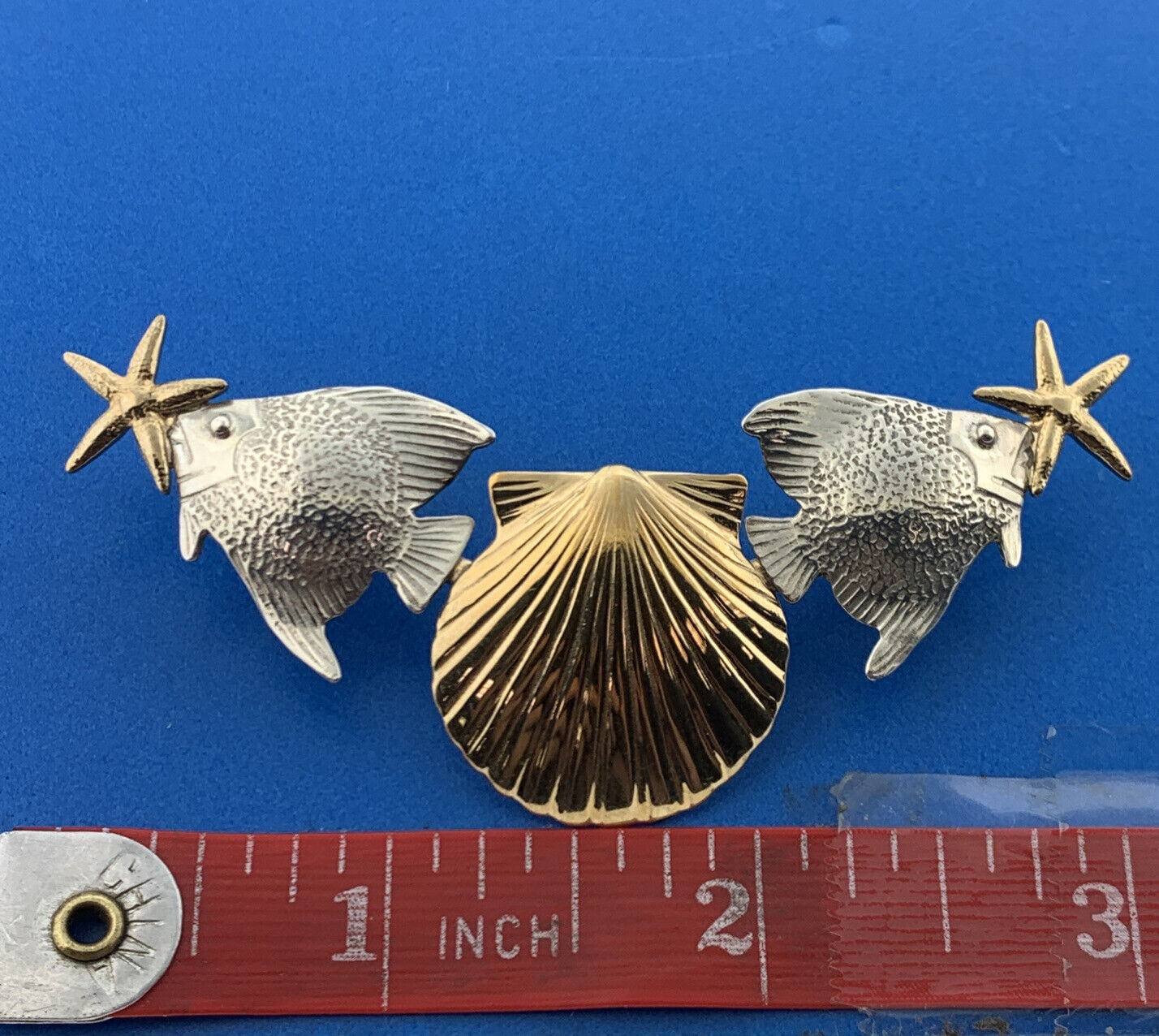 Courtney Peterson 925 Sterling Silver Two Tone Fish Shell Ocean Slide Pendant