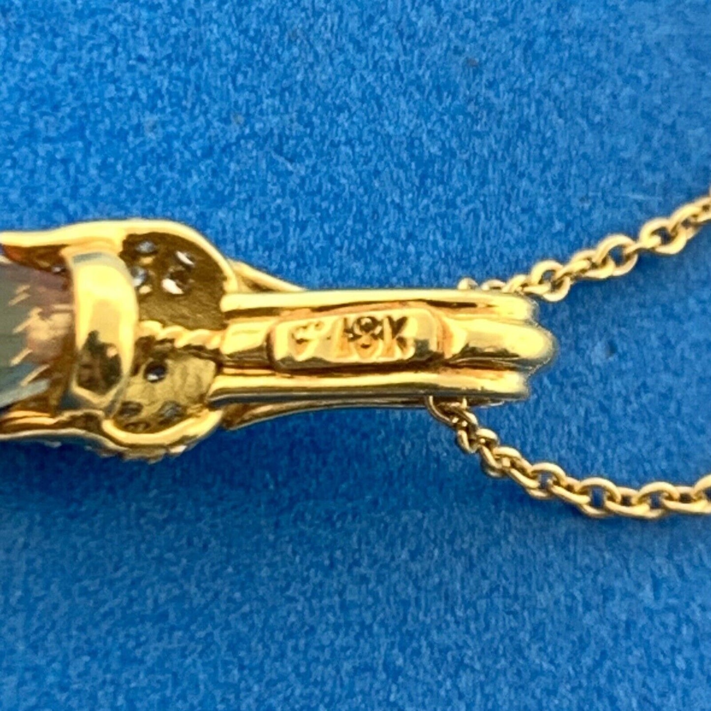 Gorgeous 18k Yellow Gold Orange Citrine Diamond Accent Floral 16" Chain Necklace