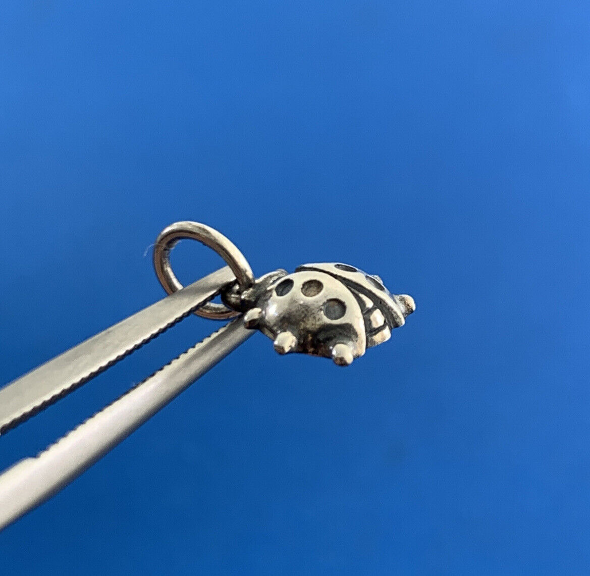 Vintage 925 Sterling Silver Lady Bug Insect Petite Dangle Bracelet Charm