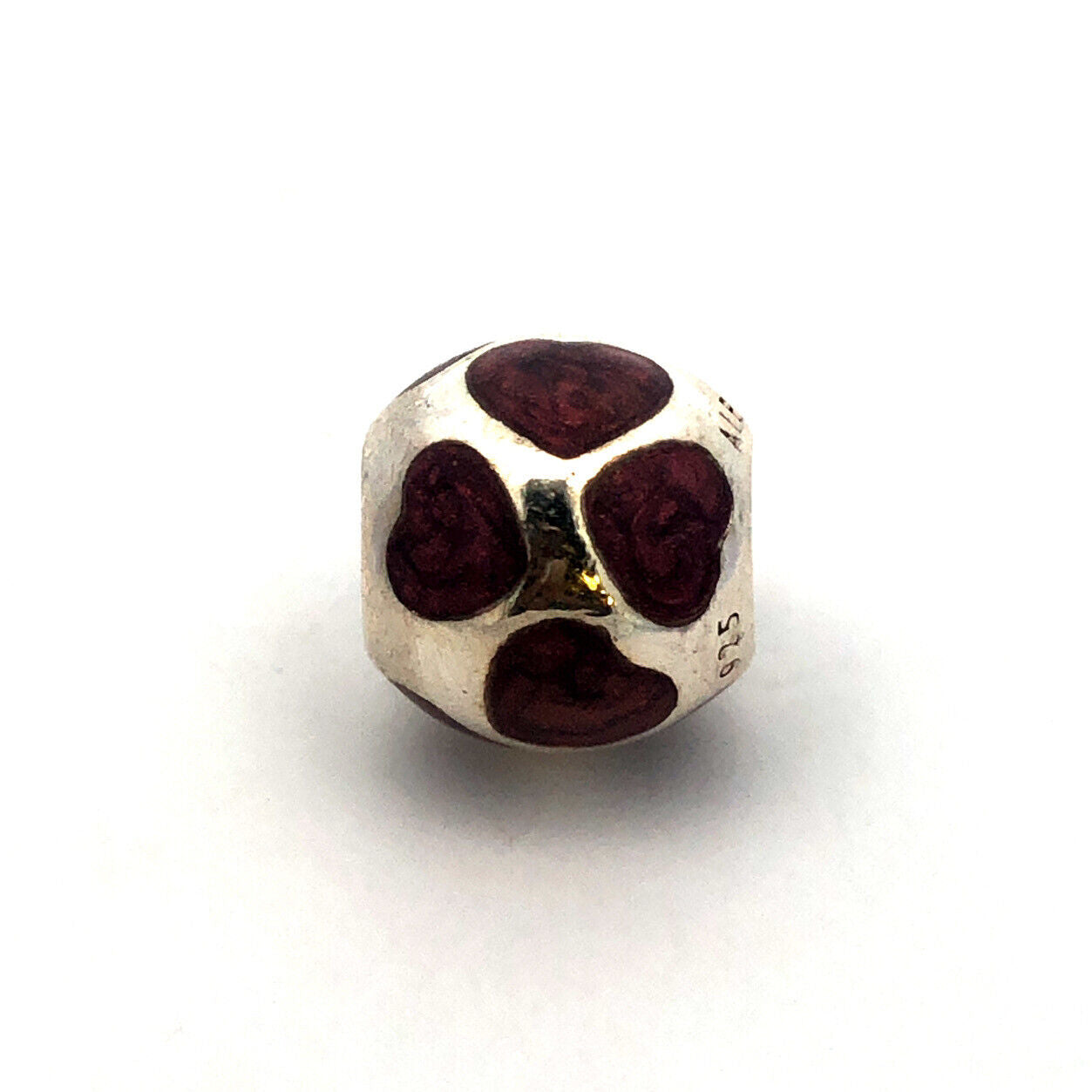 Authentic PANDORA 925 Sterling Silver 790543EN21 Purple Enamel Hearts Ball Charm