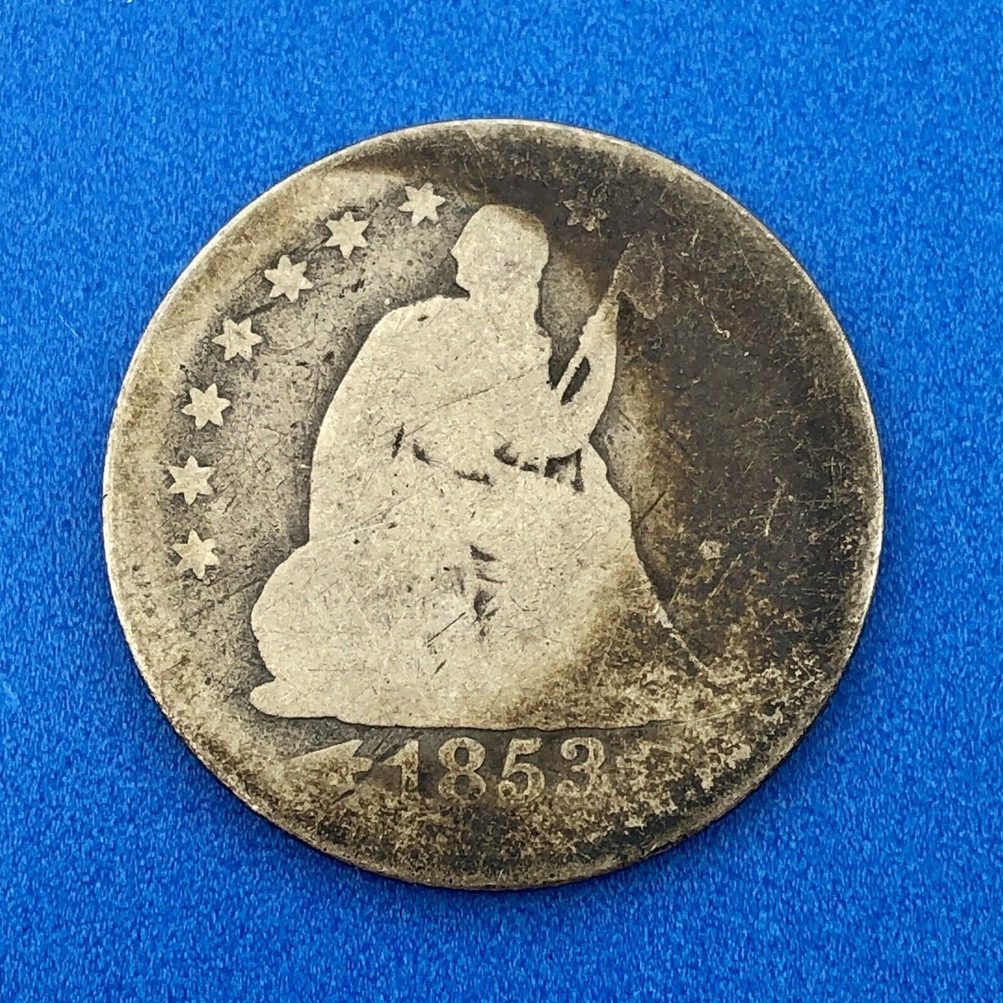 1853 P Seated Liberty Silver Quarter Dollar 25c Type 2 Better One Year Type Coin