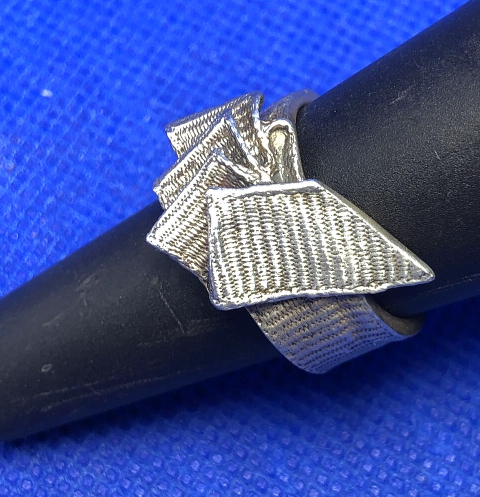 Designer Mignon Faget 925 Sterling Silver Knots And Bows Collection Banner Ring