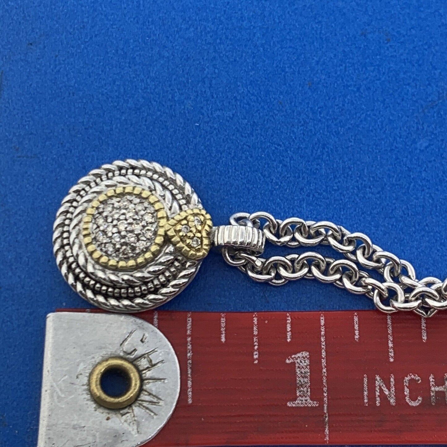 Judith Ripka JR 18K Gold Sterling Diamond Lenox Collection Enhancer w/Chain NWT