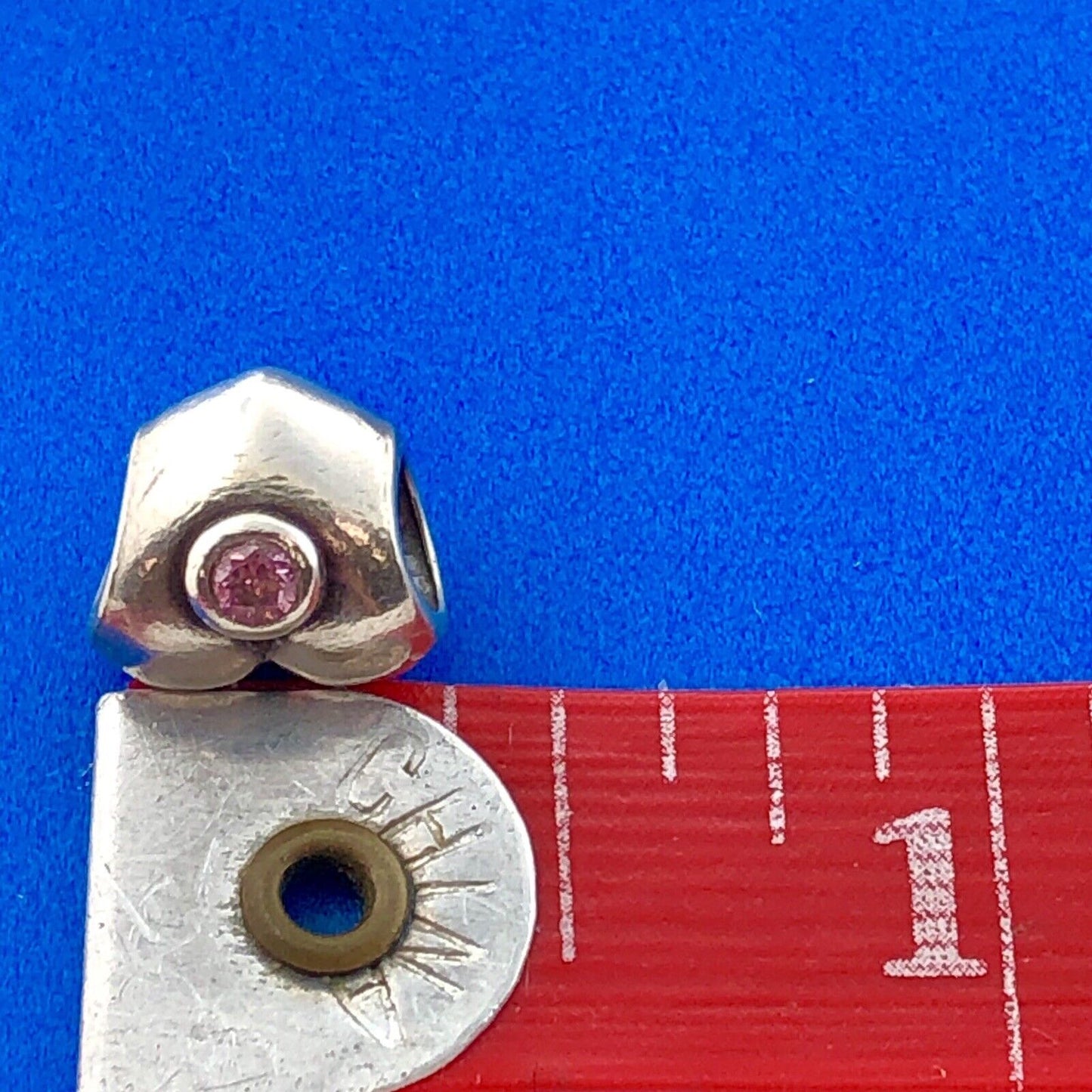 Authentic PANDORA 790134PCZ Sterling Silver Pink CZ Heart Retired Bead Charm