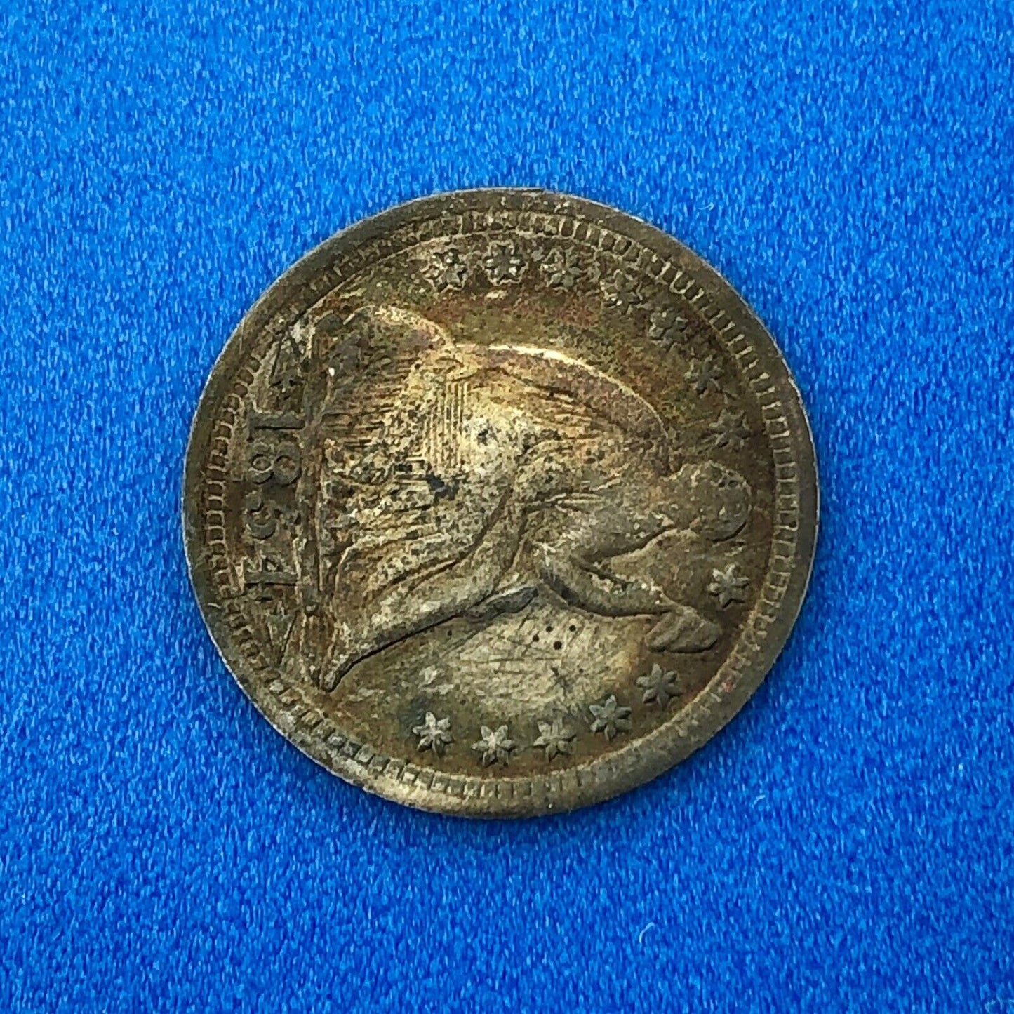 1854 P Silver Seated Half Dime 5c w/Arrows Better Key Nice Toned Type Coin