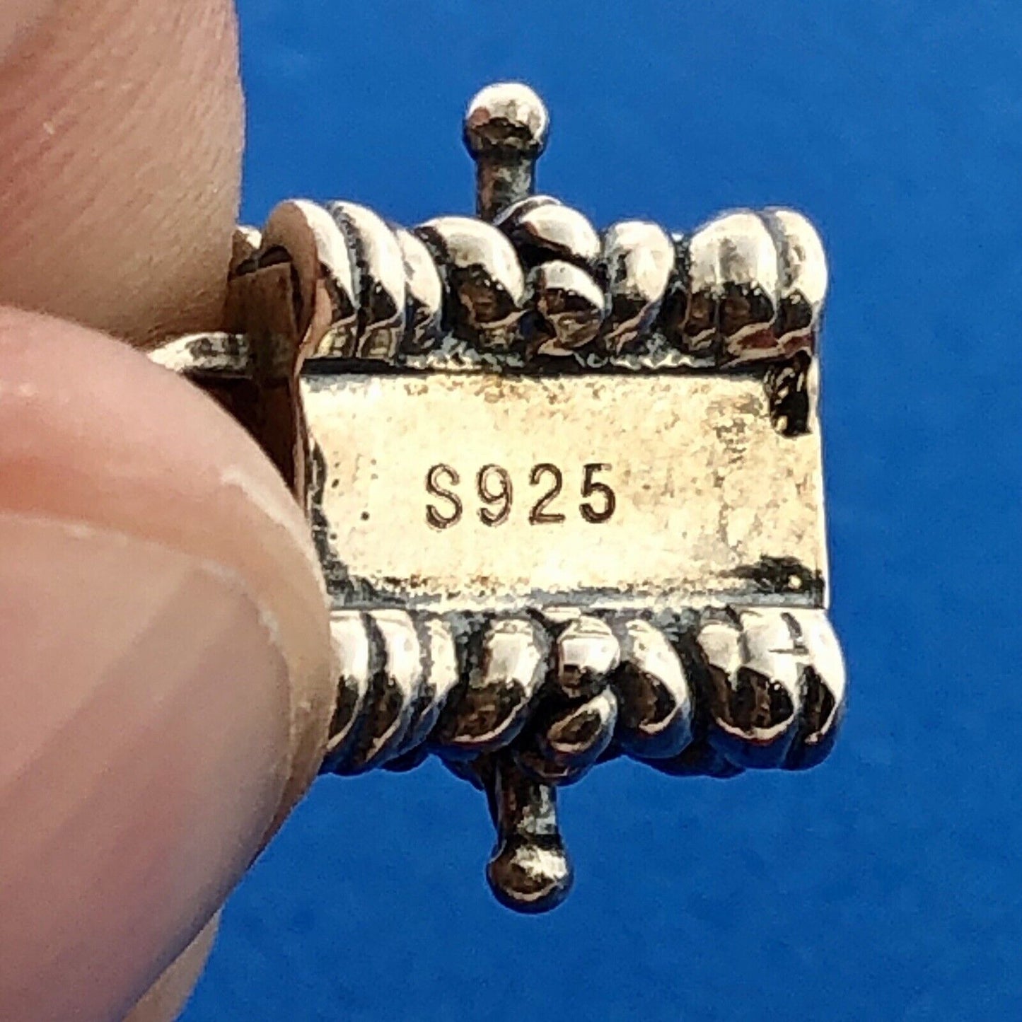 Retro Sterling Silver 925 Oval Aqua Cubic Zirconia CZ Station Tennis Bracelet