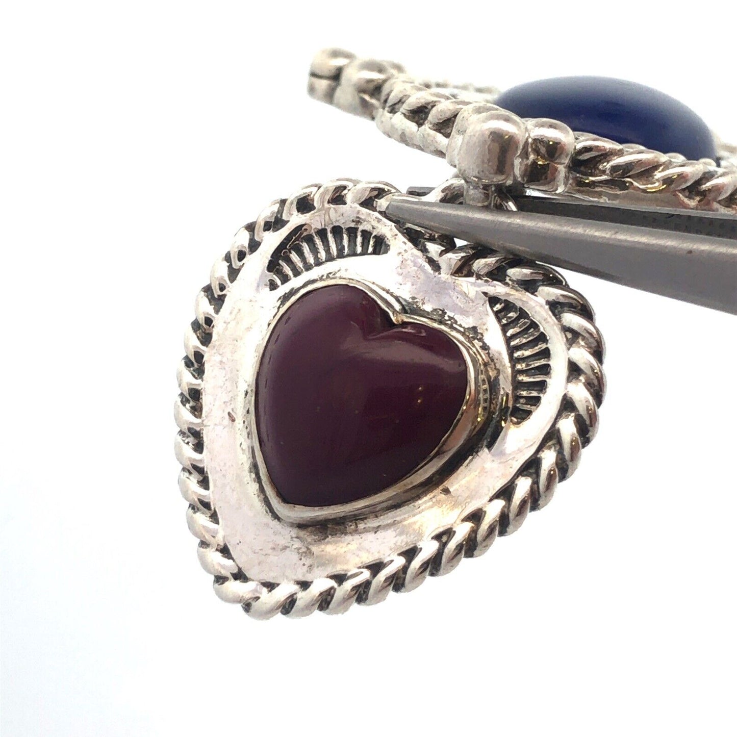 Native American 925 Sterling Silver Lapis Purple Jasper Pendant Brooch