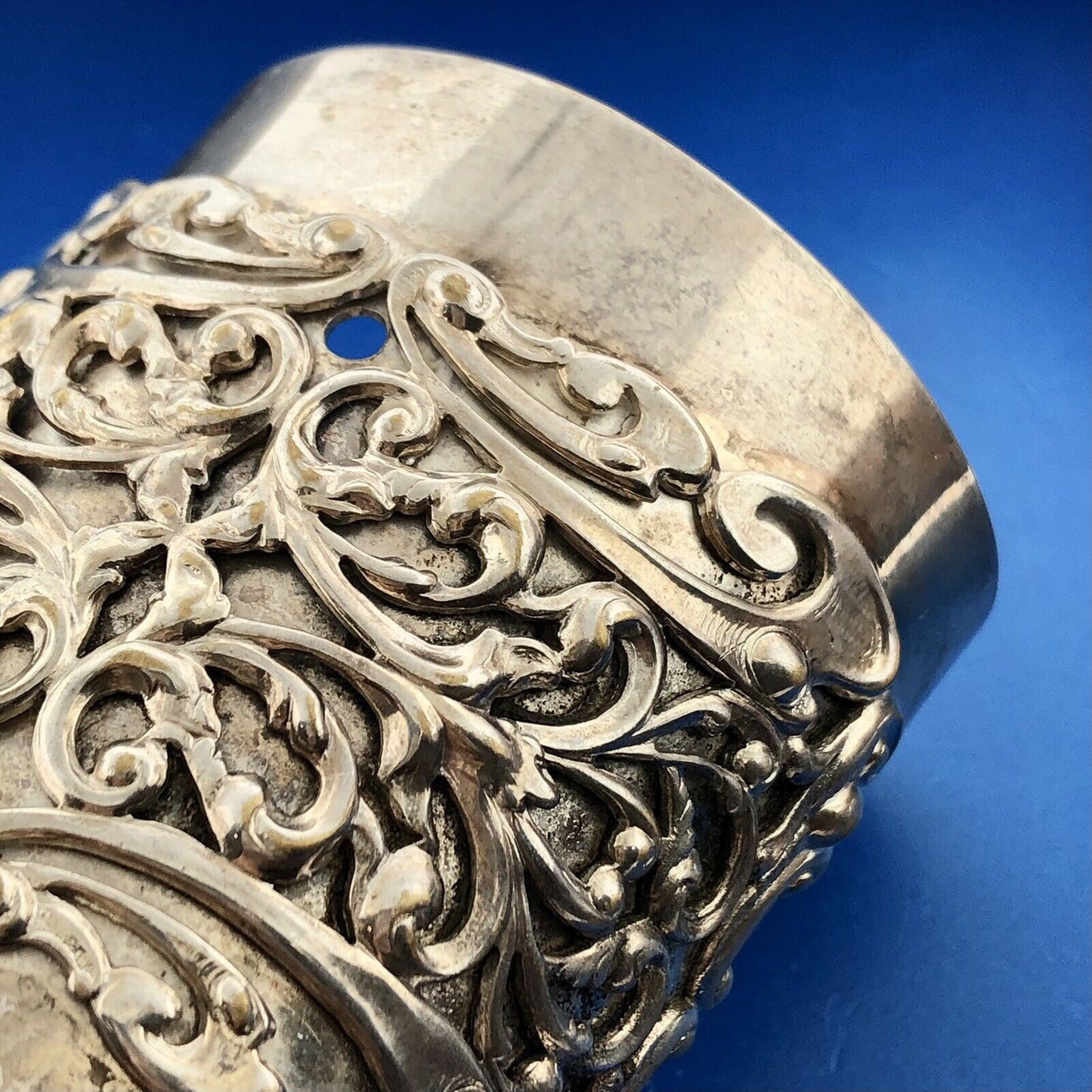 1950's Joseff Of Hollywood Silver Plated Adjustable Baroque Open Cuff Bracelet