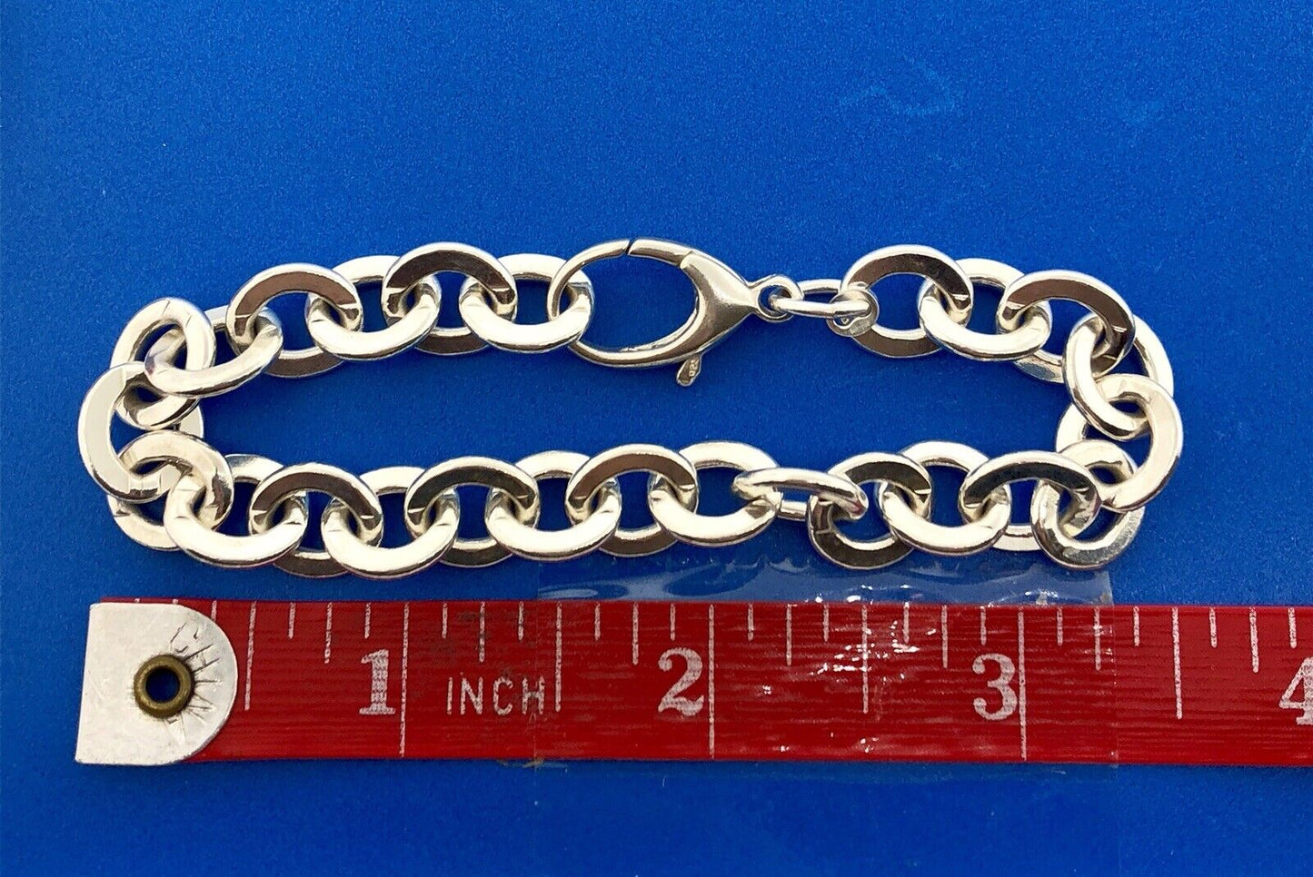 Designer 925 Sterling Silver Flat Circle Link Statement Fashion Charm Bracelet