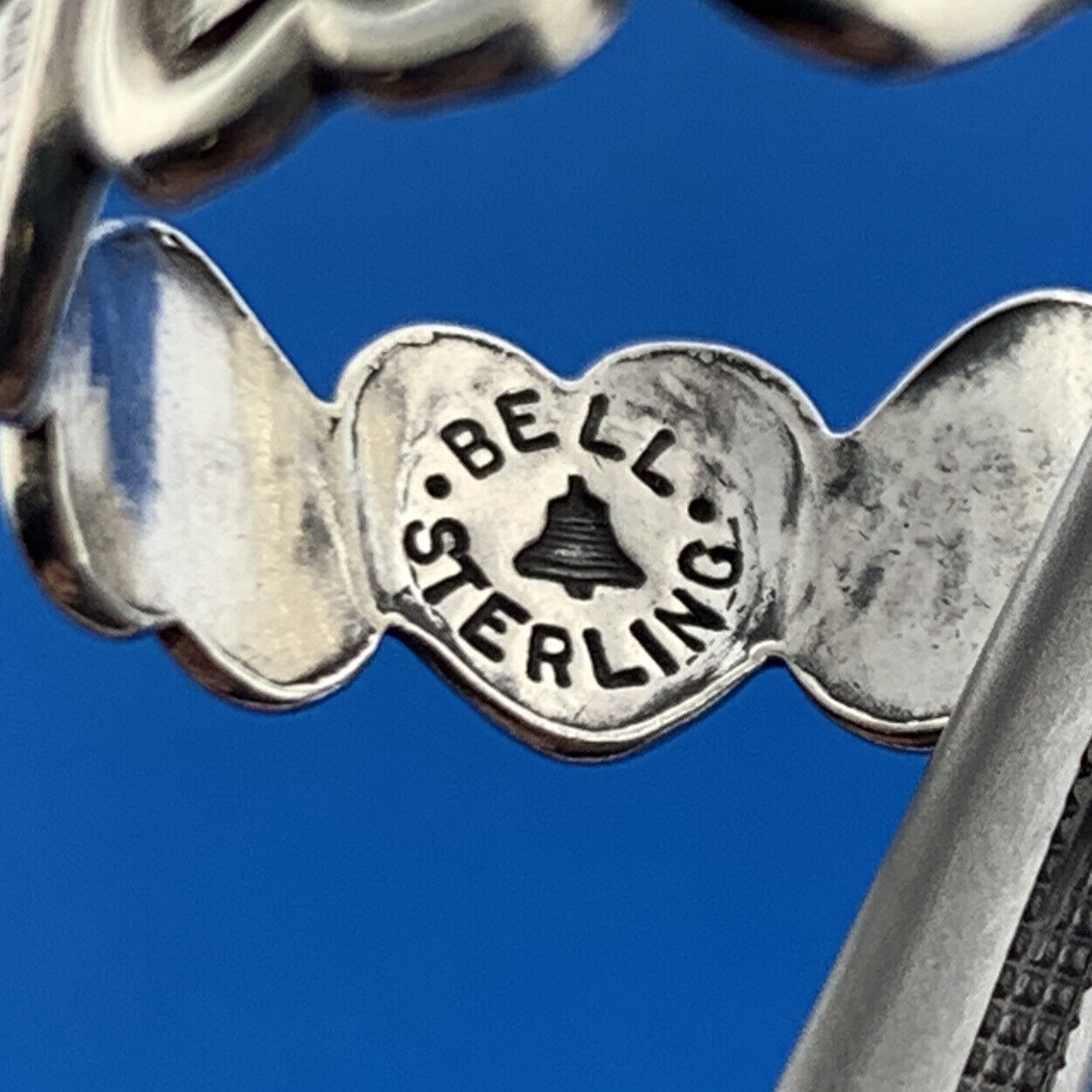 Vintage Bell Sterling 925 Interlocking Heart Ribbon Love Infinity Band Ring