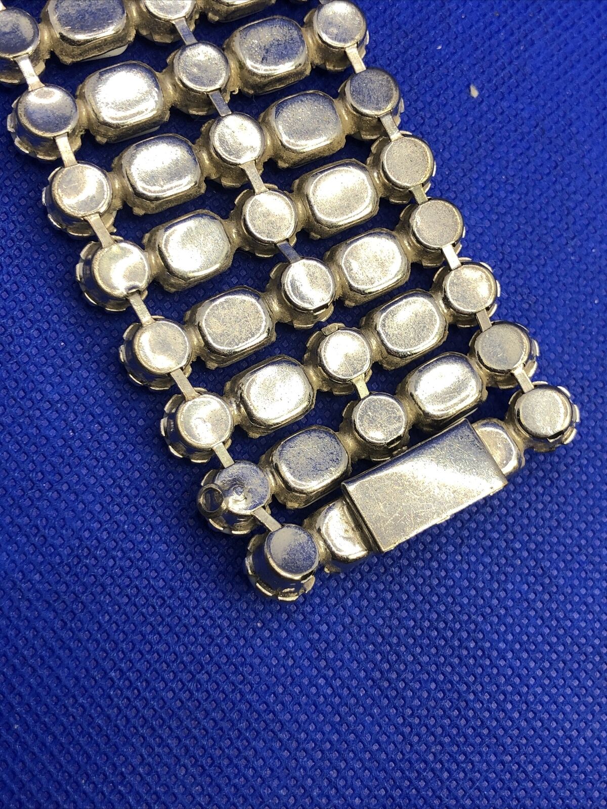 Weiss Runway Couture White Milk Glass Five Row Statement Cuff Bracelet